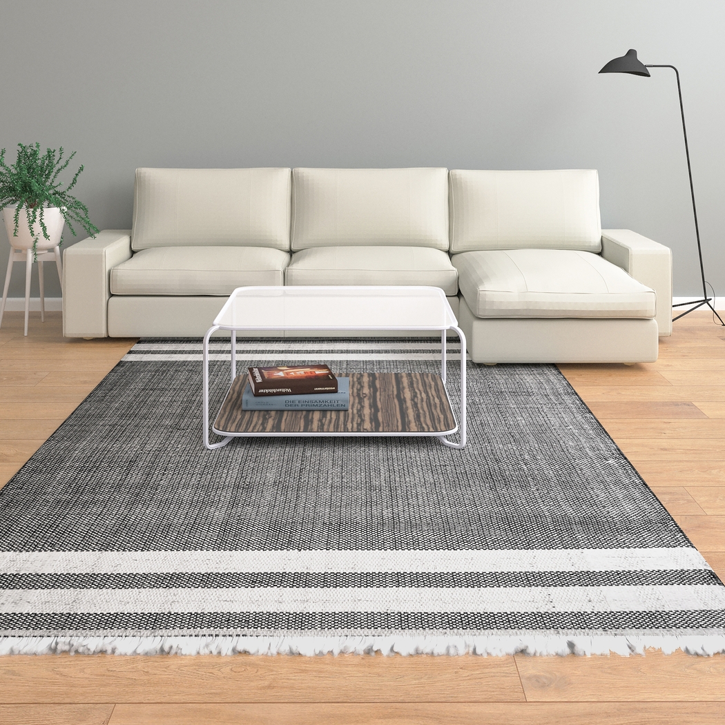 Kebba Steel Gray 5' x 7'9 Indoor/Outdoor Rug - Thumbnail - Image 2