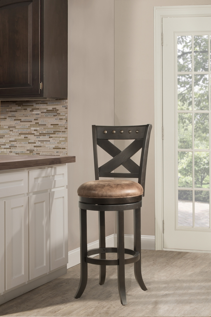 Keble Brown Swivel Barstool - Thumbnail - Image 2