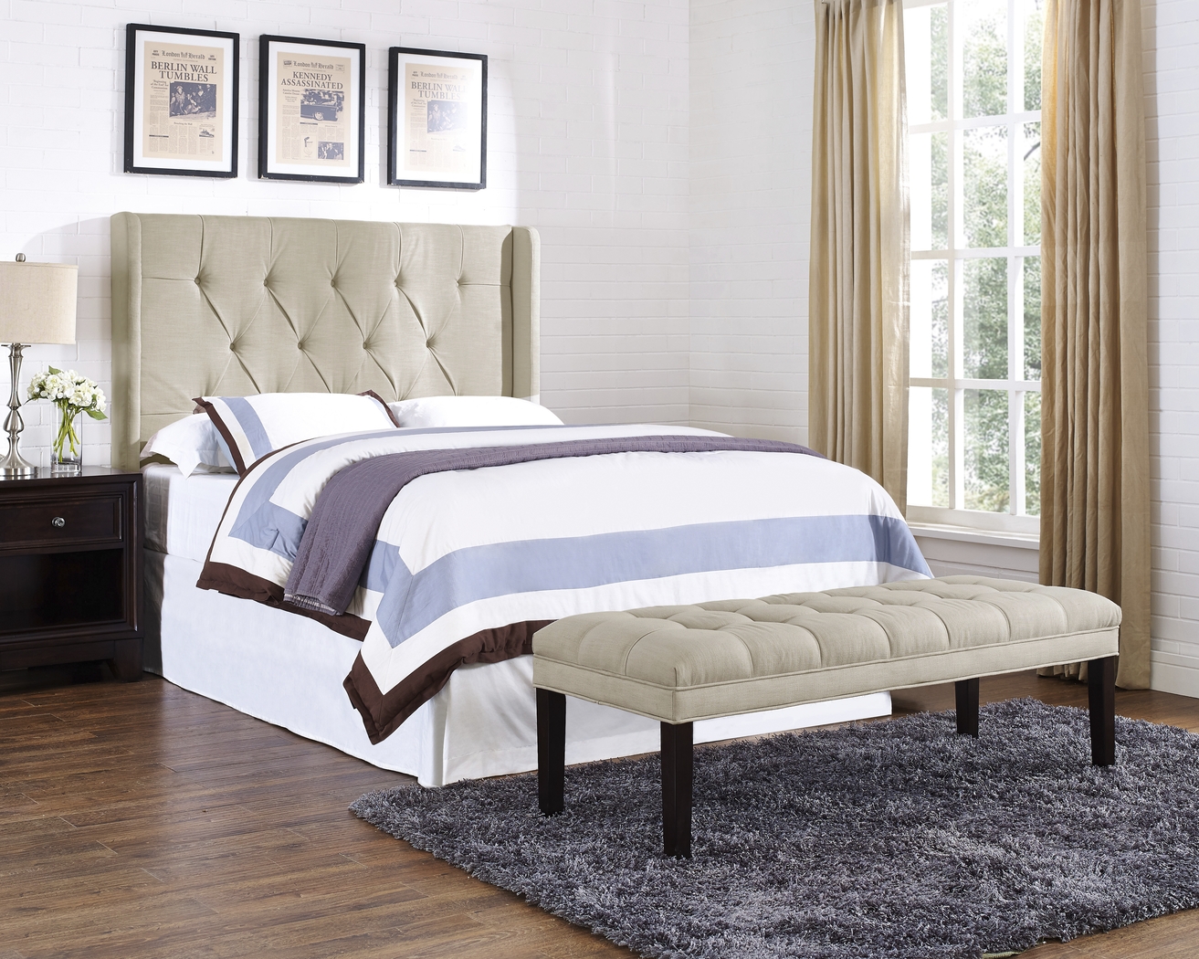 Kegan Linen Full/Queen Upholstered Headboard - Thumbnail - Image 7