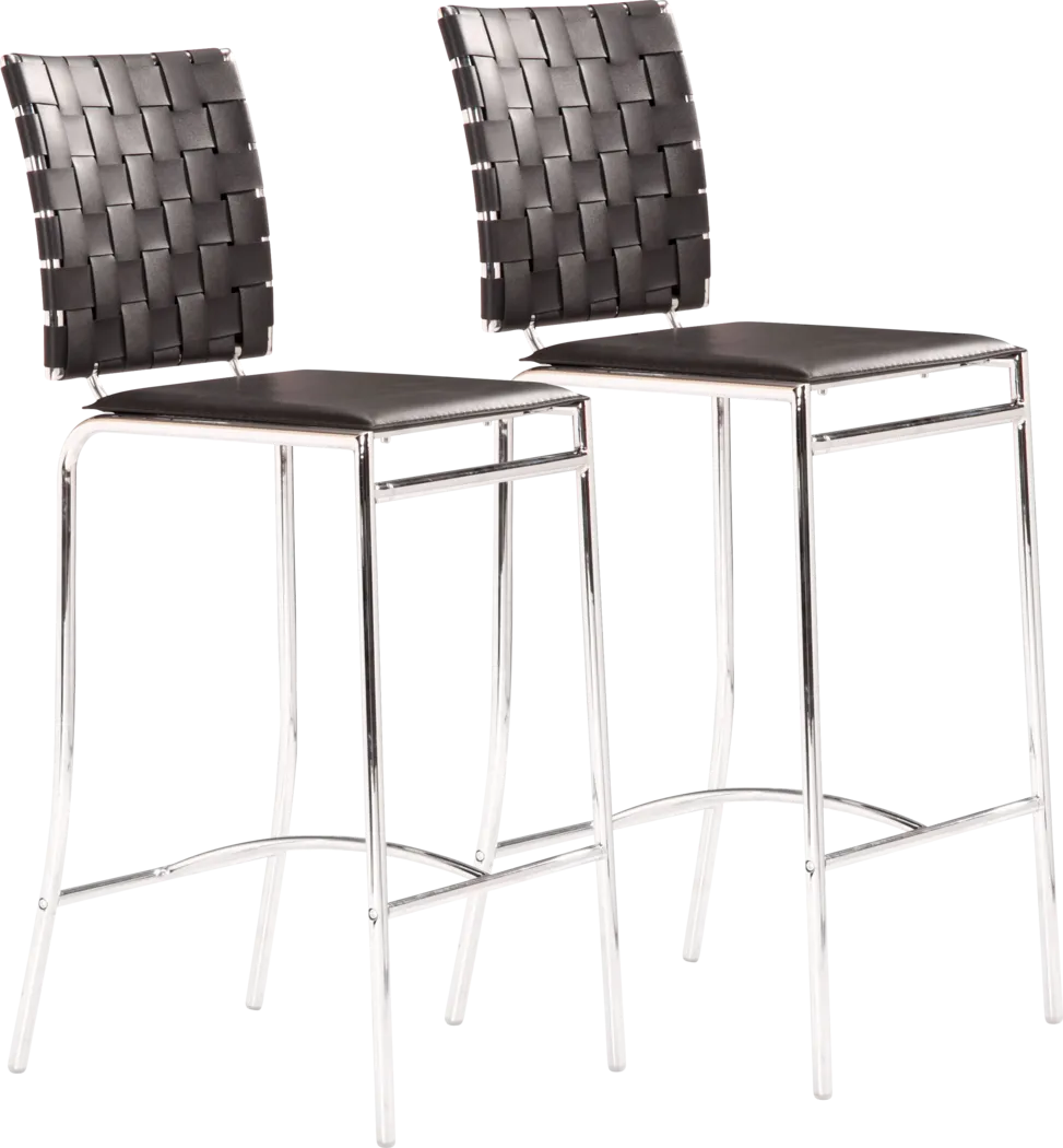 Keiko Black Counter Height Stool, Set of 2 - Thumbnail - Image 1