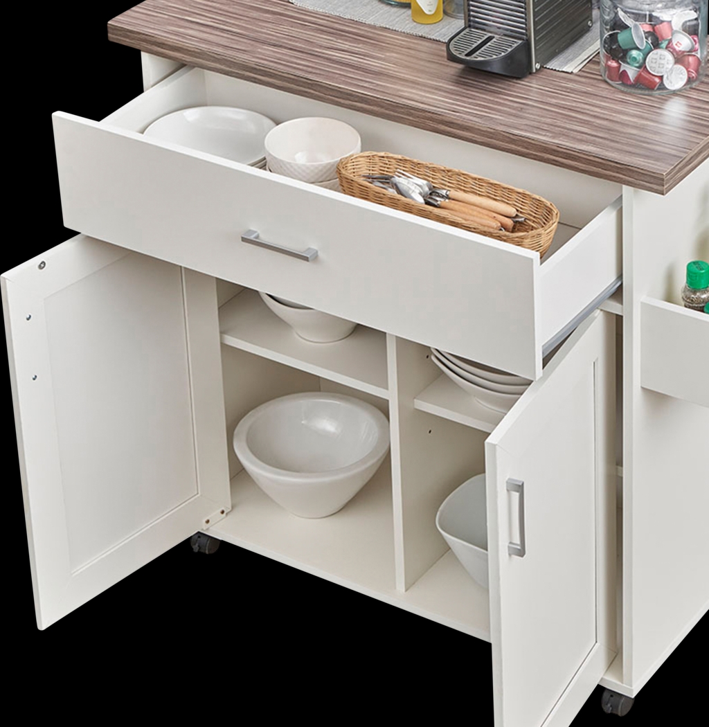 Keimio White Kitchen Cart - Thumbnail - Image 7