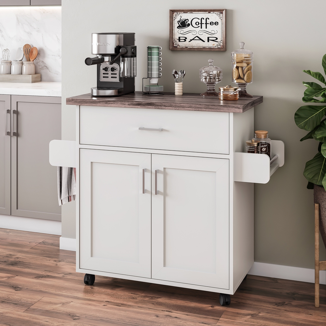 Keimio White Kitchen Cart - Thumbnail - Image 8