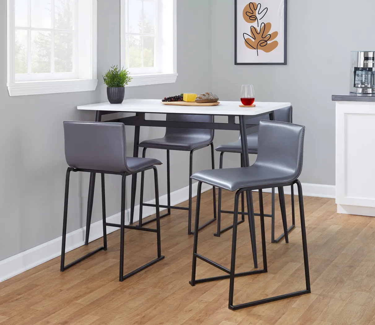 Keiros II Gray 5 Pc Counter Height Dining Set - Thumbnail - Image 2
