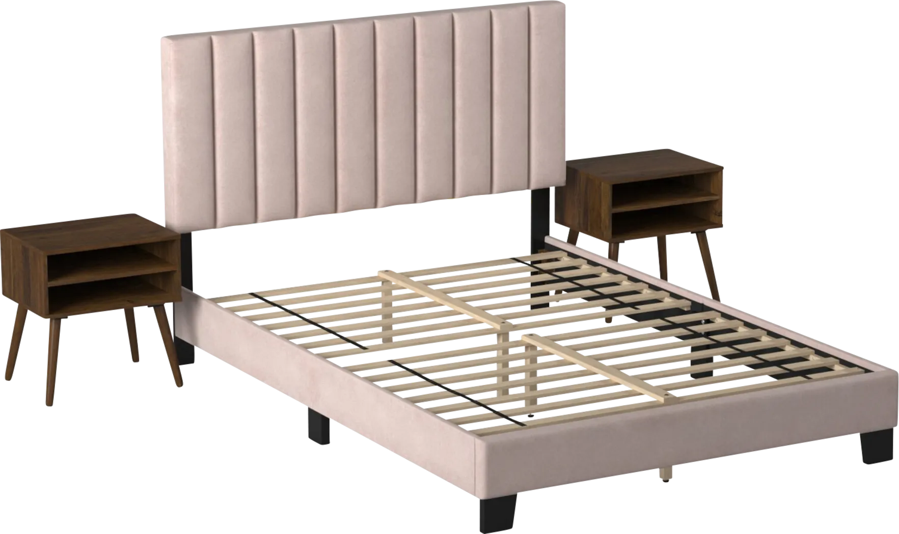 Kekoa Blush 3 Pc Queen Platform Bed - Thumbnail - Image 1