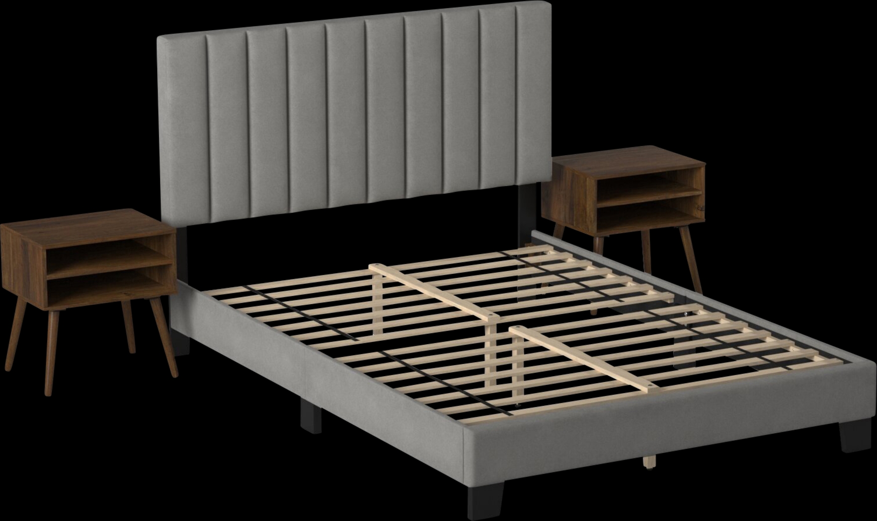 Kekoa Gray 3 Pc Queen Platform Bed - Thumbnail - Image 1