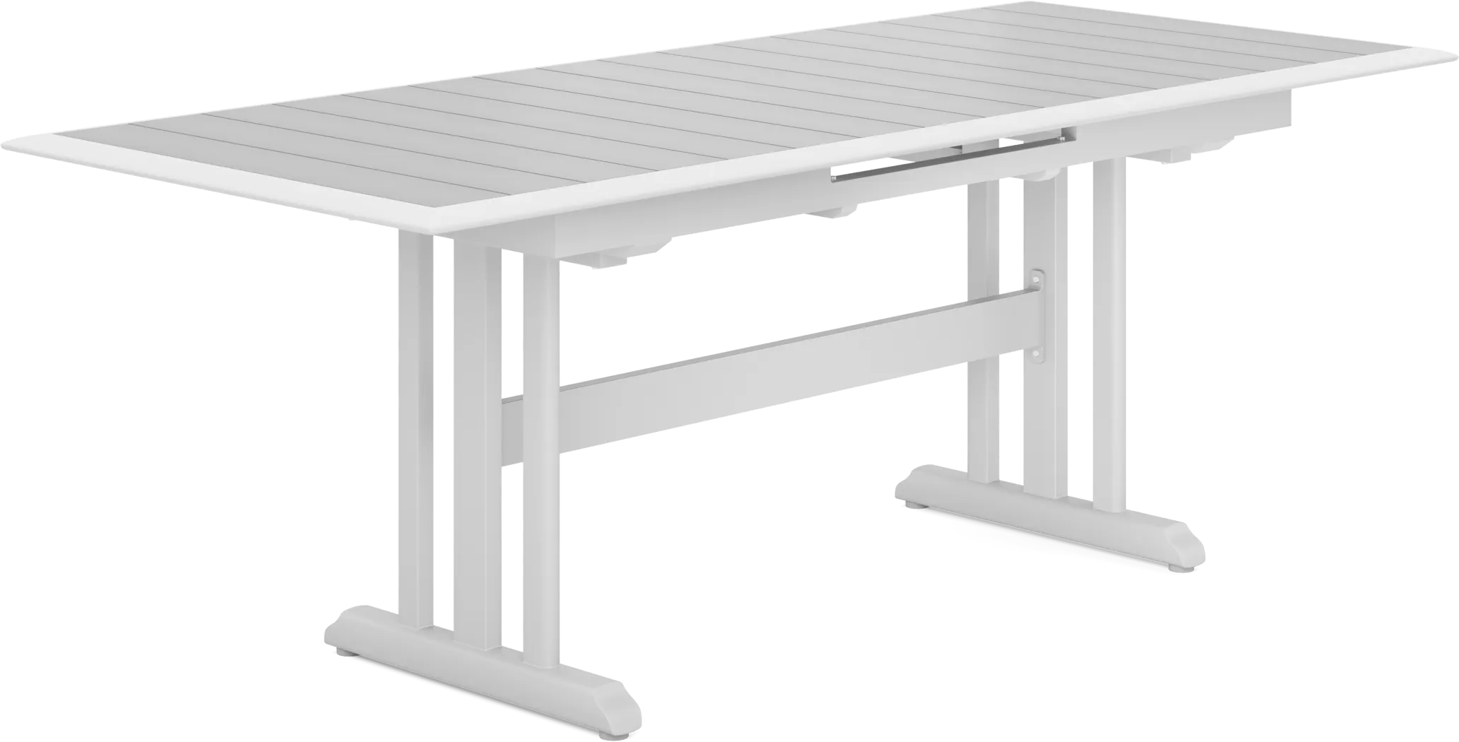 Kellen White 7 Pc Outdoor Extension Dining Set with Folding Chairs - Thumbnail - Image 3