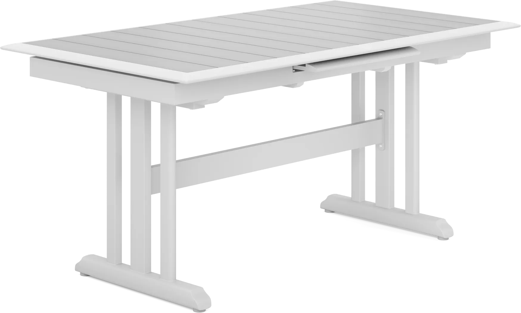 Kellen White 7 Pc Outdoor Extension Dining Set with Folding Chairs - Thumbnail - Image 2