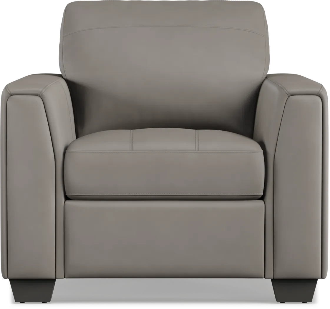 Kelly Gray Leather Chair - Thumbnail - Image 2