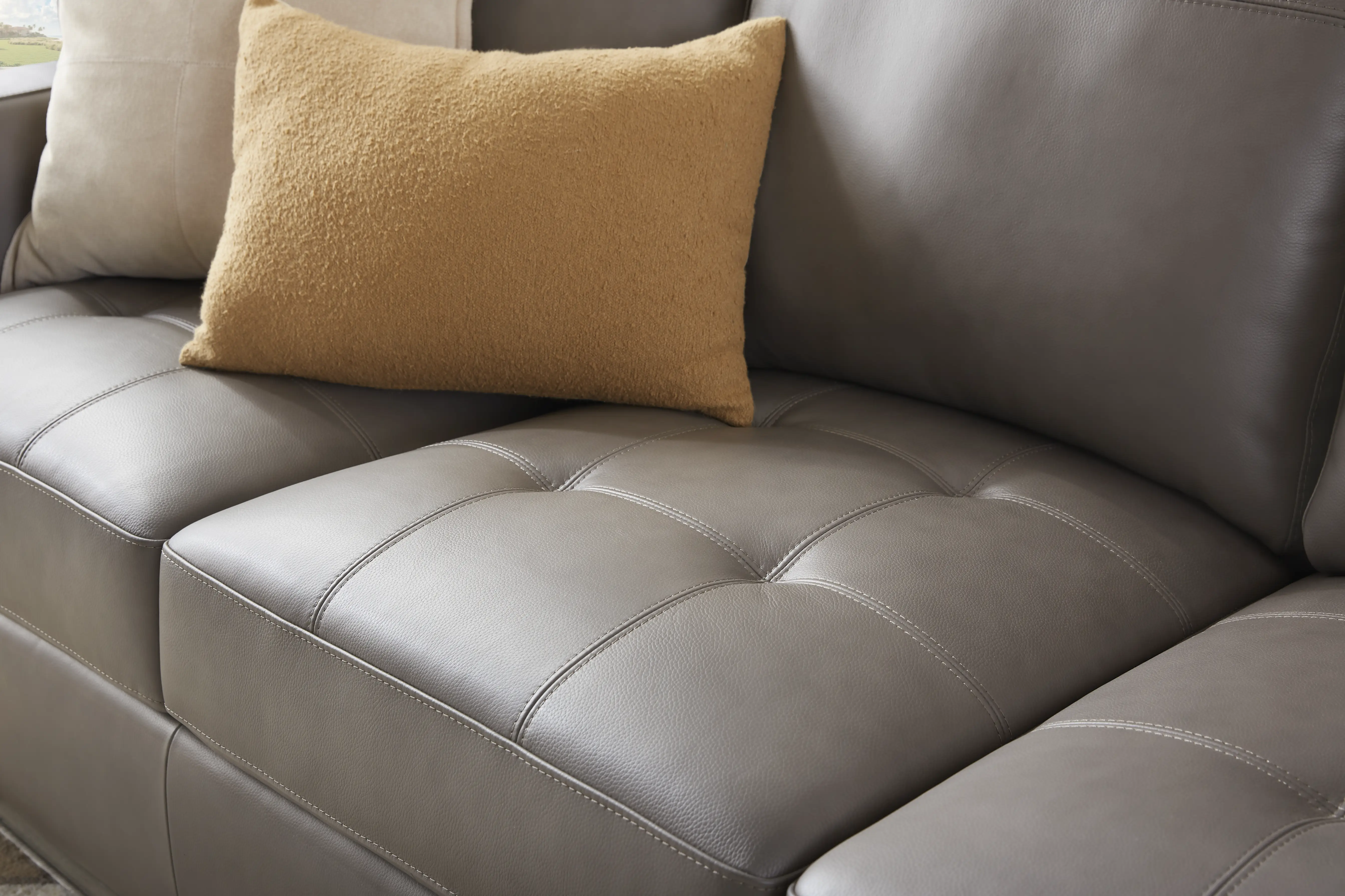 Kelly Gray Leather Gel Foam Sleeper Sofa - Thumbnail - Image 4