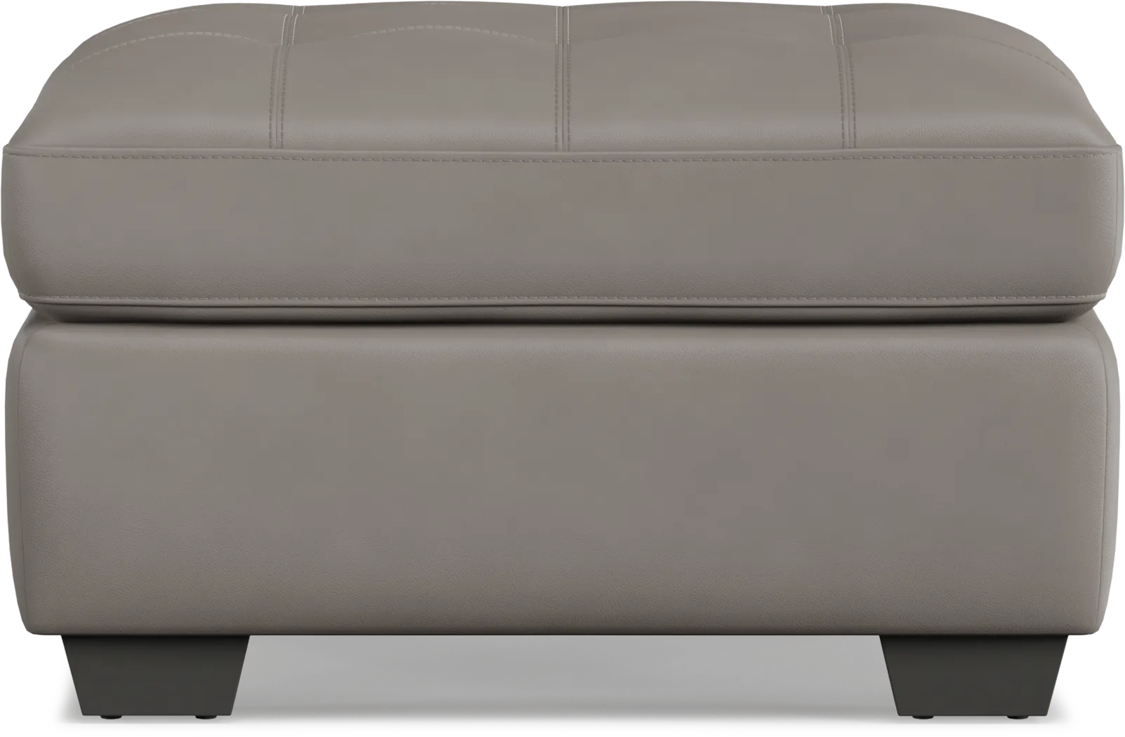 Kelly Gray Leather Ottoman - Thumbnail - Image 2