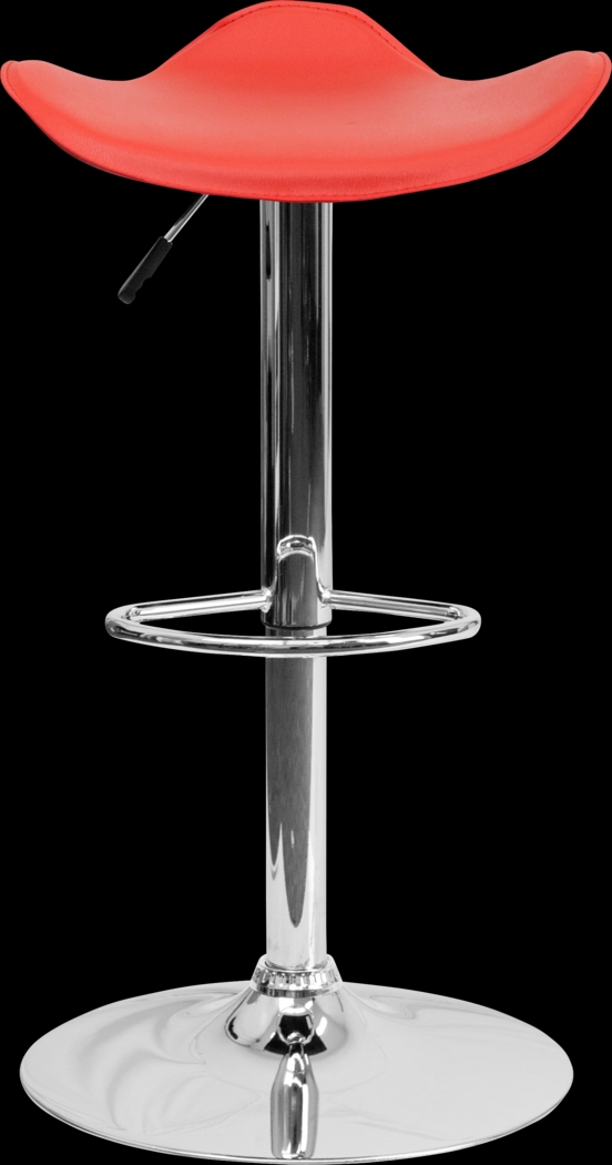 Keltey Red Adjustable Swivel Barstool - Thumbnail - Image 2