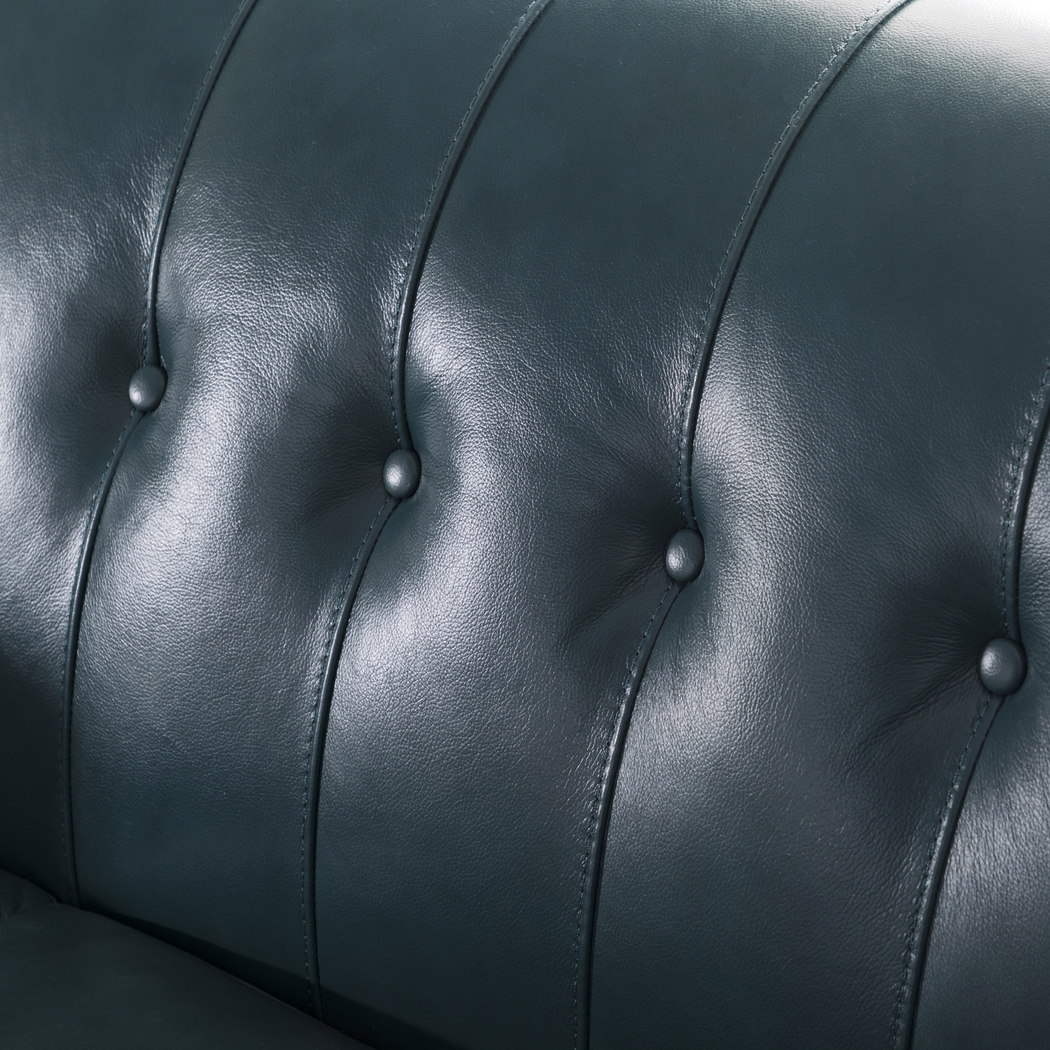 Kelton Teal Leather Sofa - Thumbnail - Image 4