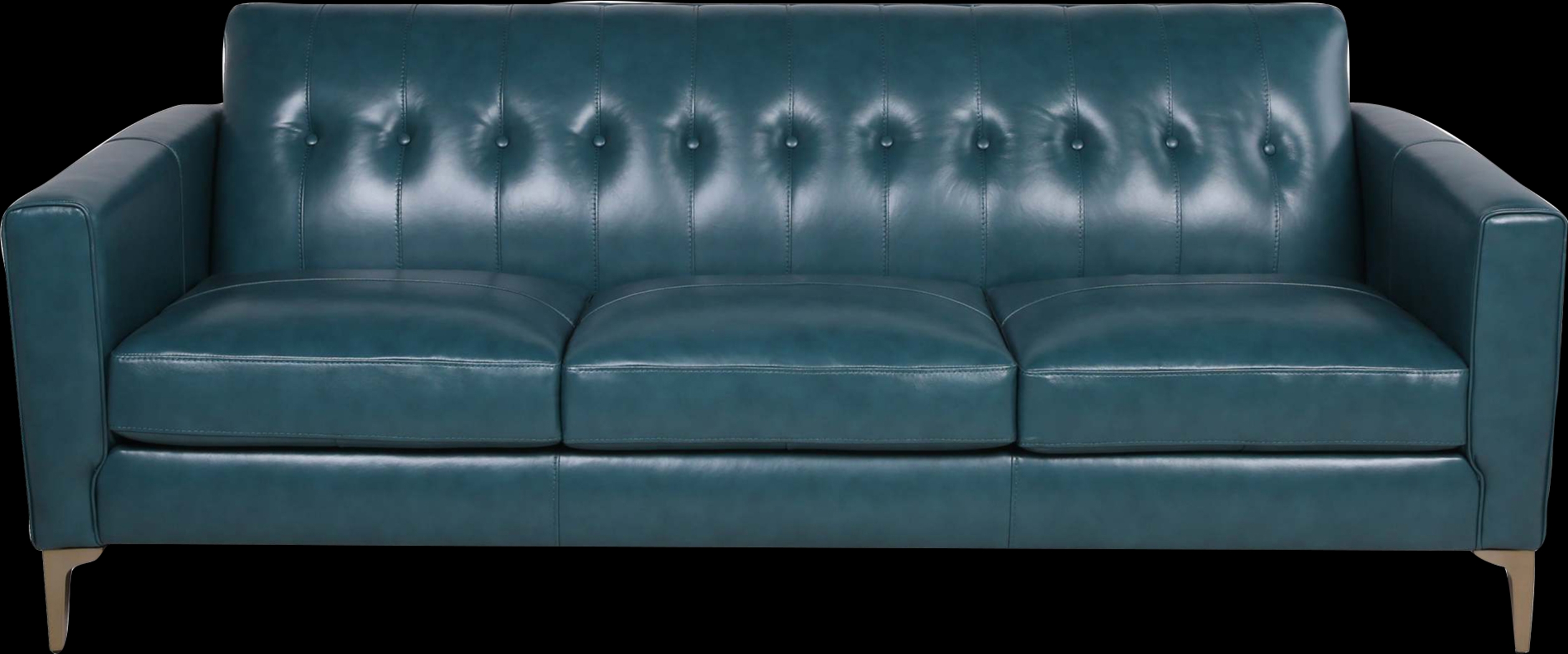 Kelton Teal Leather Sofa - Thumbnail - Image 1