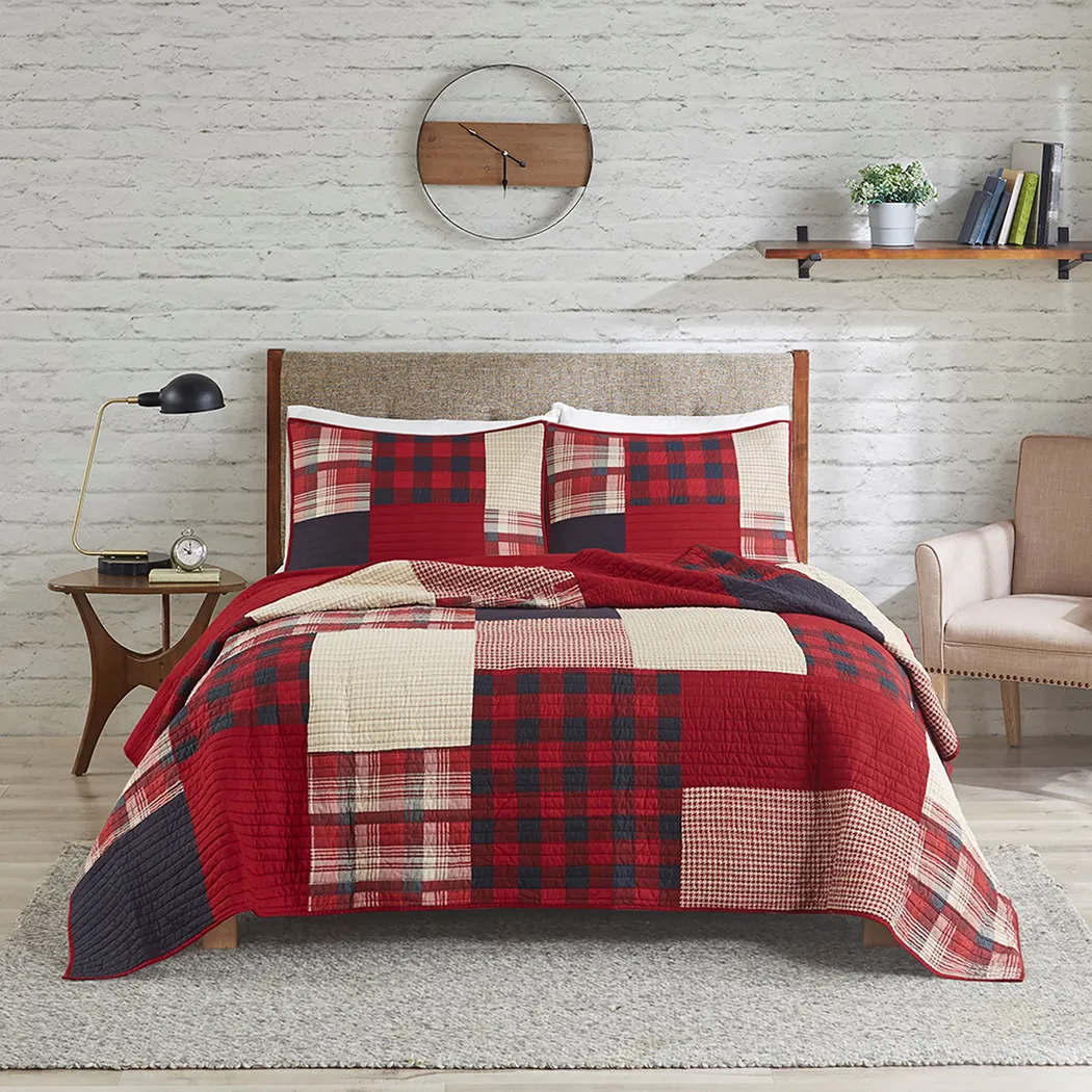 Kelya Red Full/Queen Quilt Set - Thumbnail - Image 2