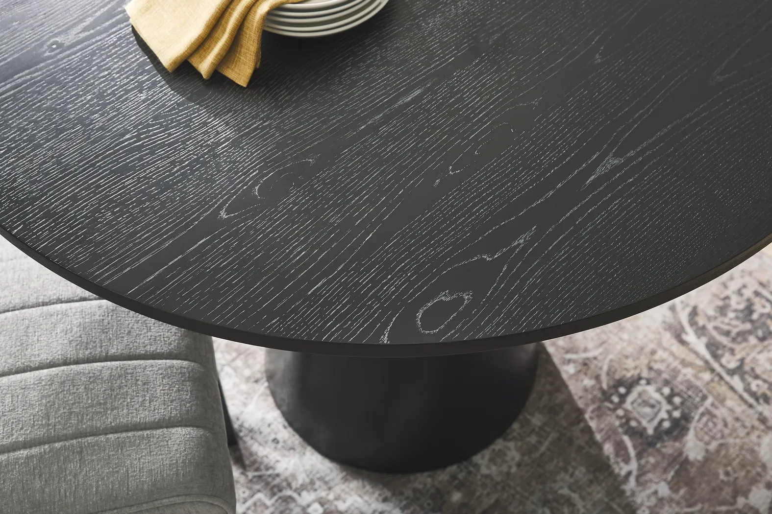 Kendall Black 3 Pc 48" Round Counter Height Dining Room with Gray Stools - Thumbnail - Image 3