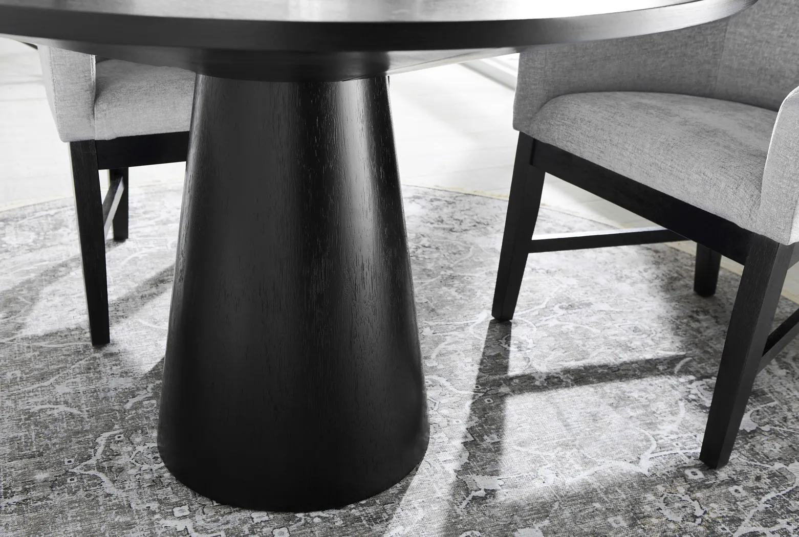 Kendall Black 5 Pc 59" Round Dining Room with Gray Arm Chairs - Thumbnail - Image 3