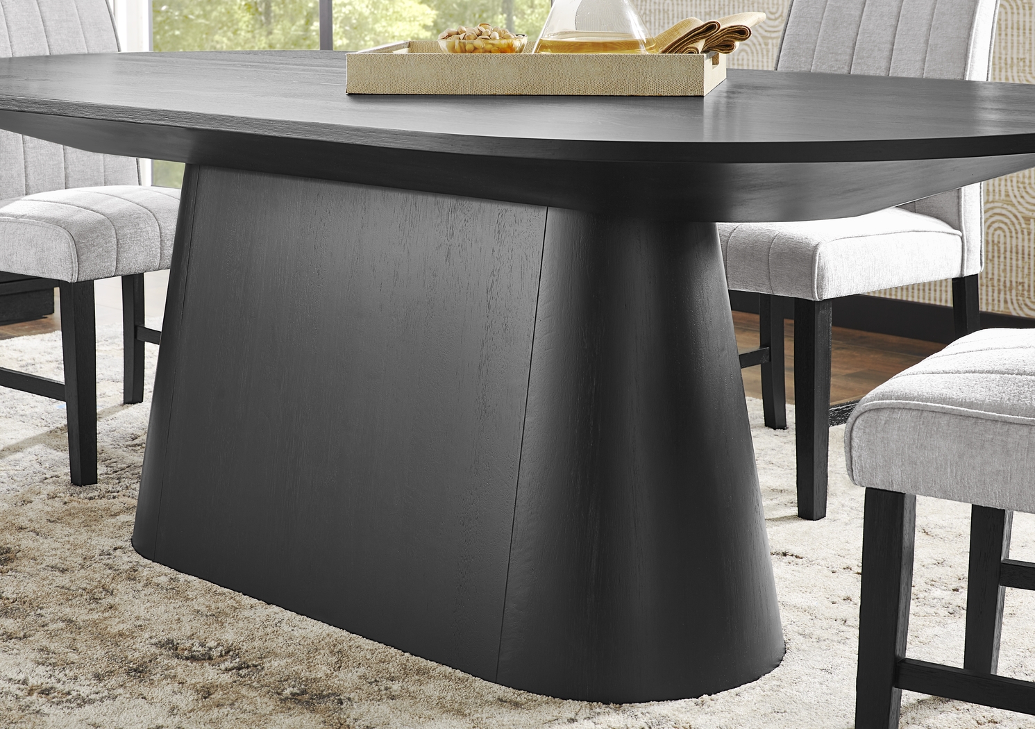 Kendall Black 5 Pc Oval Dining Room with White Side Chairs - Thumbnail - Image 3