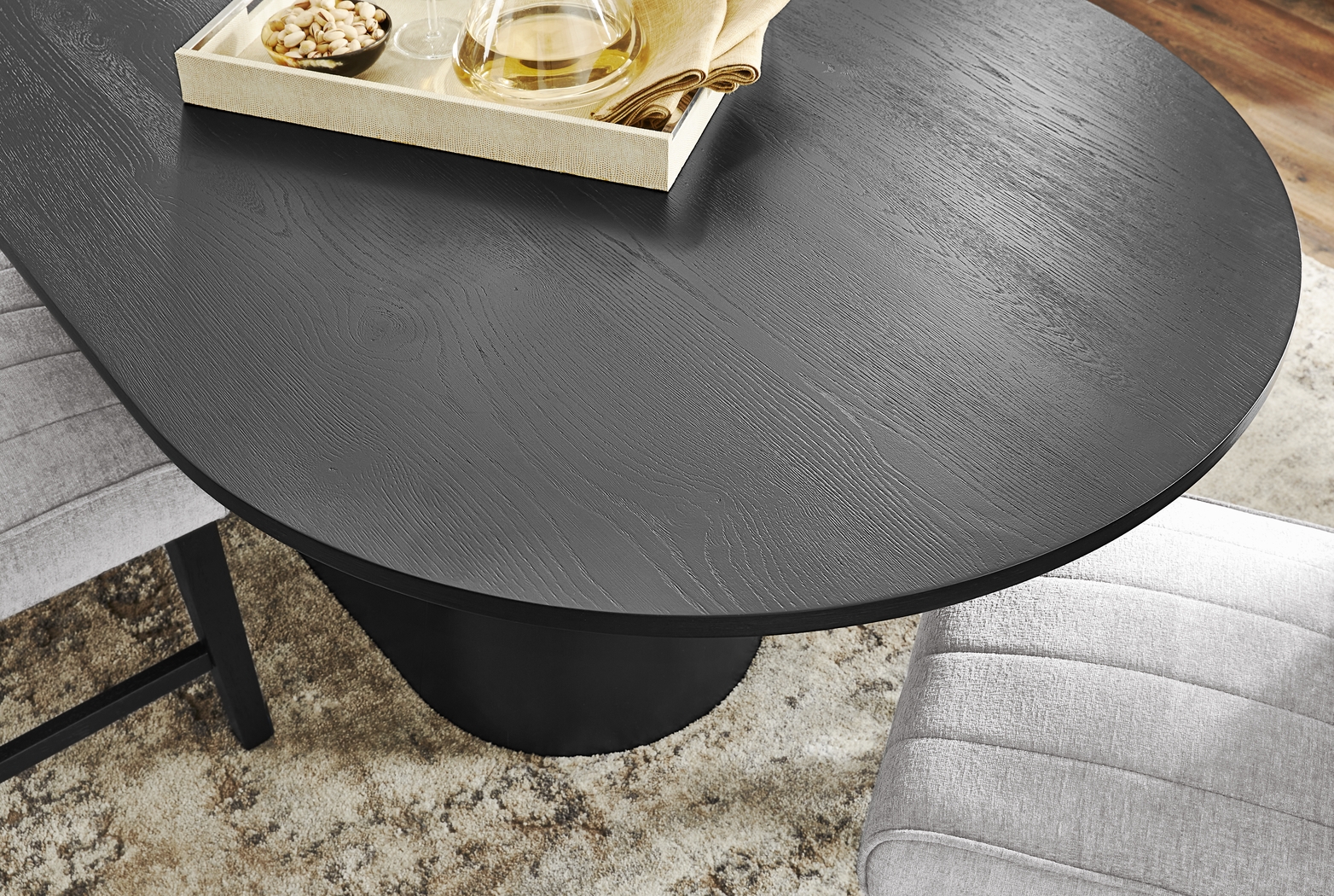 Kendall Black 5 Pc Oval Dining Room with White Side Chairs - Thumbnail - Image 4