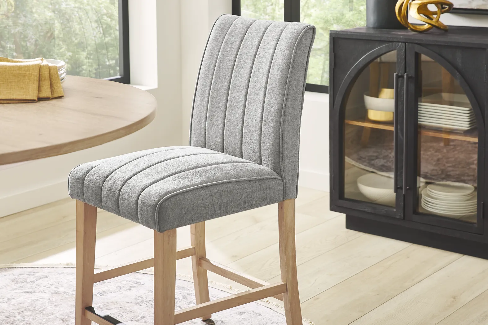 Kendall Gray Counter Height Stool with Natural Legs - Thumbnail - Image 4