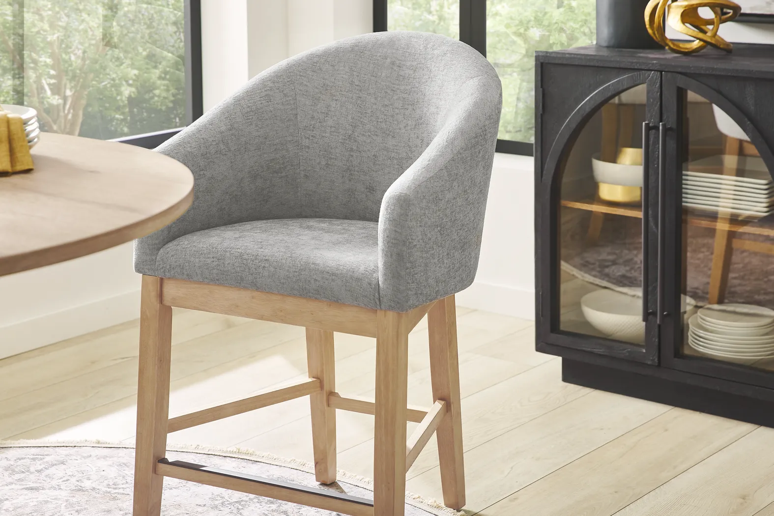 Kendall Gray Counter Height Stool with Natural Legs - Thumbnail - Image 4