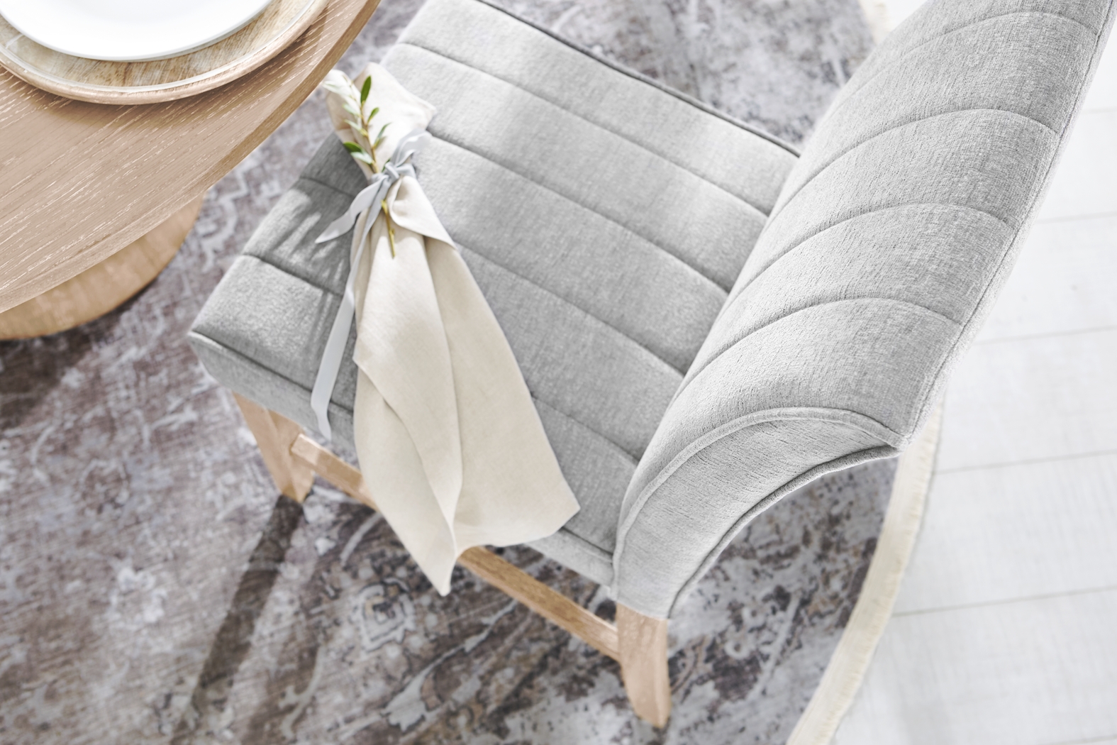 Kendall Gray Side Chair with Natural Legs - Thumbnail - Image 4