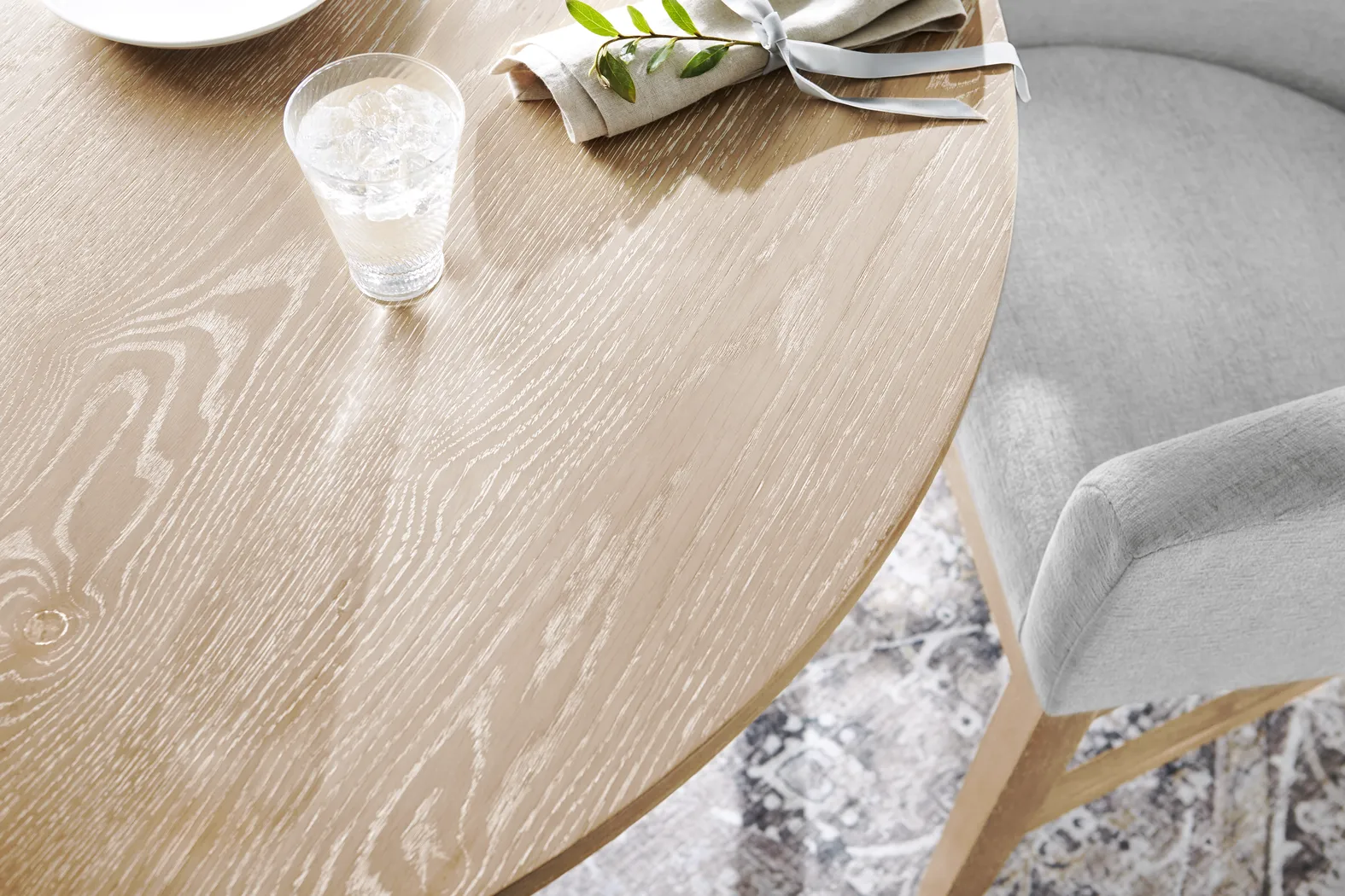 Kendall Natural 5 Pc 59" Round Dining Room with Gray Arm Chairs - Thumbnail - Image 4