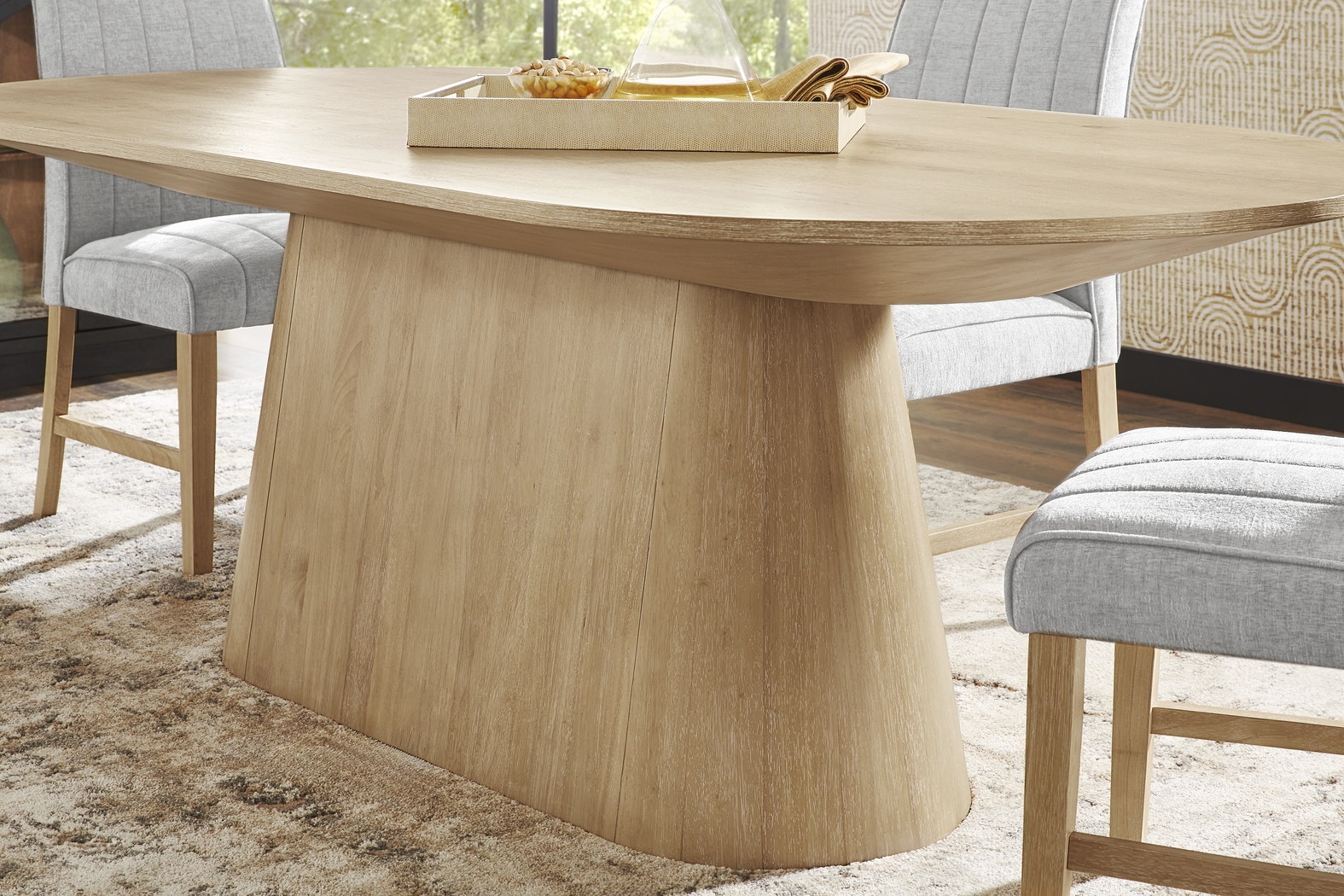 Kendall Natural 5 Pc Oval Dining Room with White Side Chairs - Thumbnail - Image 3