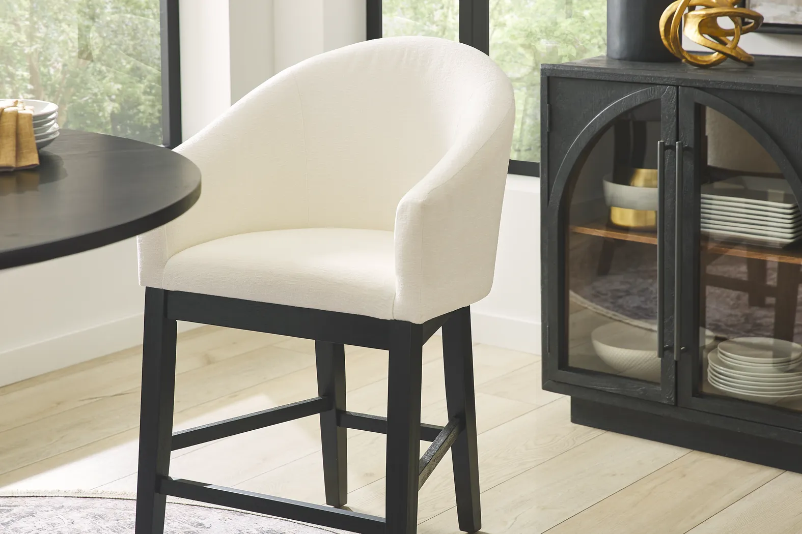 Kendall White Counter Height Stool with Black Legs - Thumbnail - Image 4