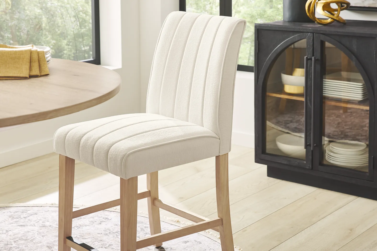 Kendall Natural 3 Pc 48" Round Counter Height Dining Room with White Stools - Thumbnail - Image 9