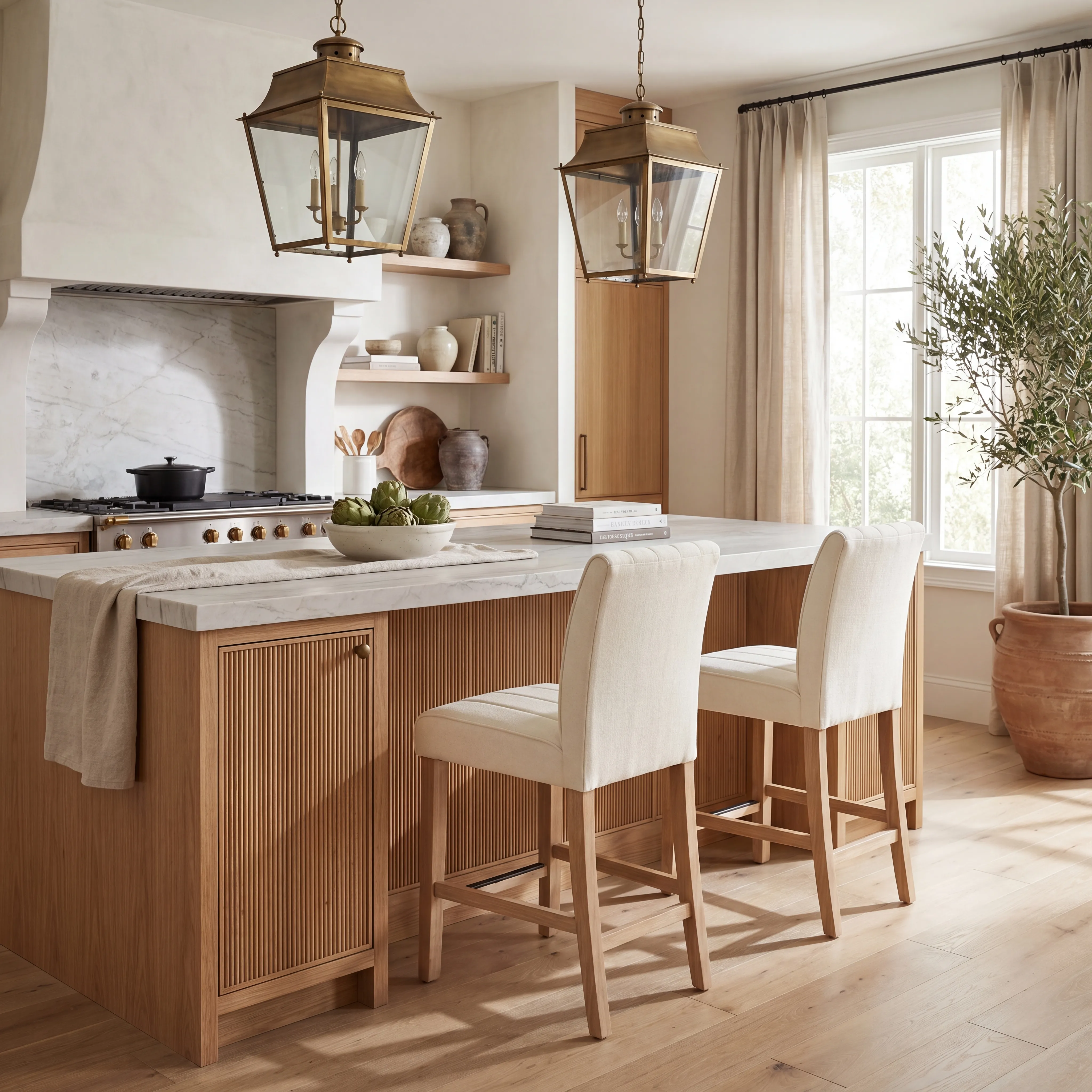 Kendall Natural 3 Pc 48" Round Counter Height Dining Room with White Stools - Thumbnail - Image 10