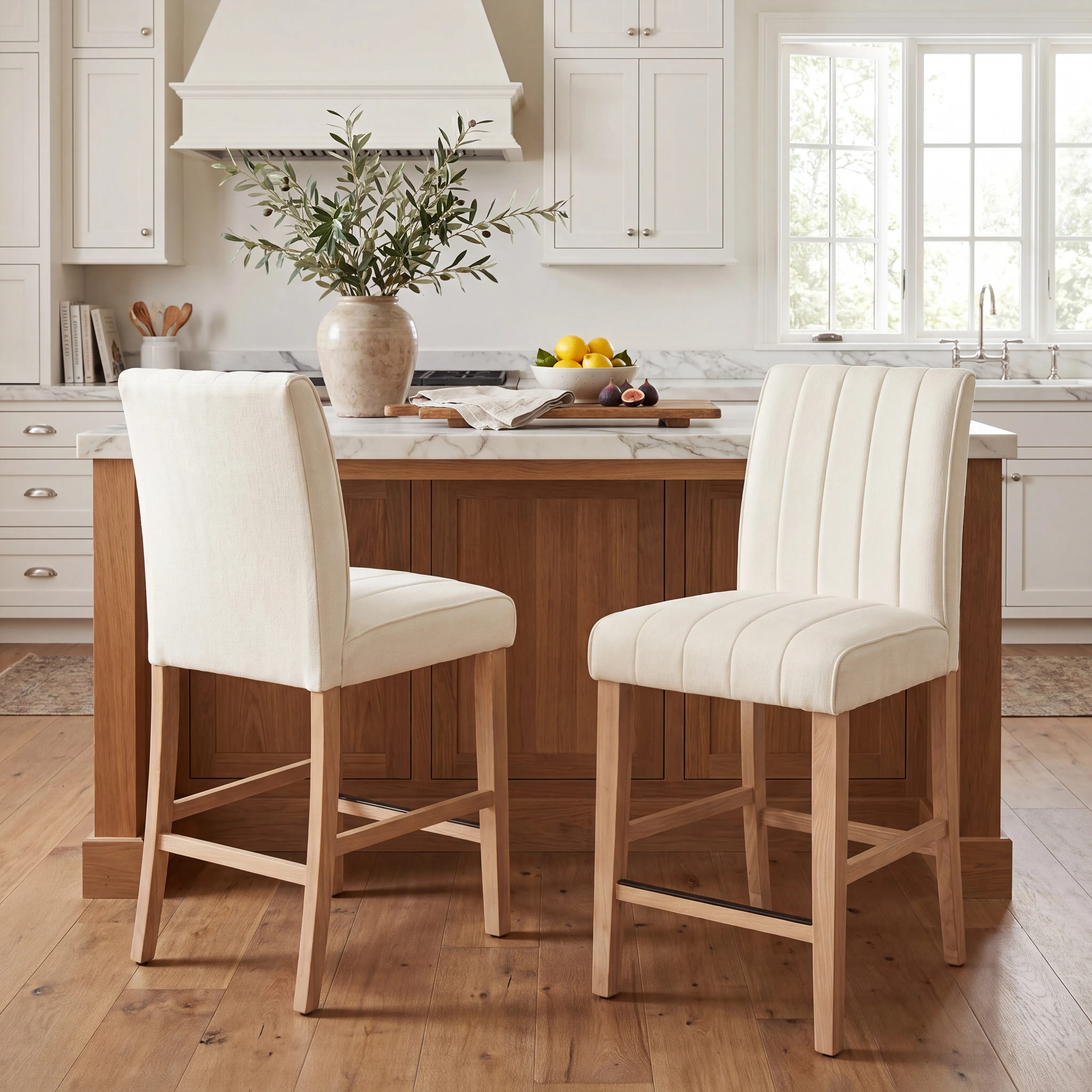 Kendall Natural 3 Pc 48" Round Counter Height Dining Room with White Stools - Thumbnail - Image 11