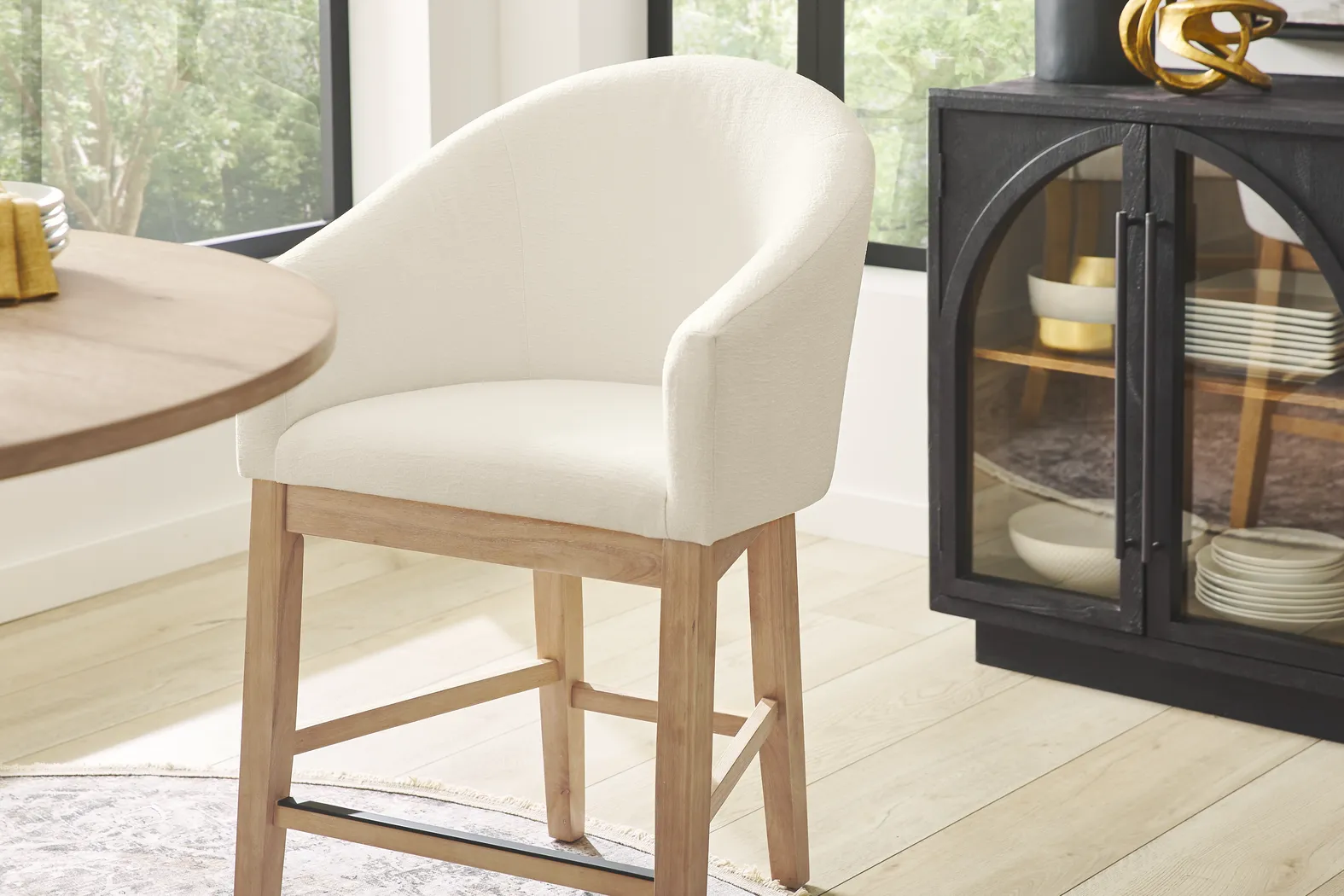 Kendall White Counter Height Stool with Natural Legs - Thumbnail - Image 3