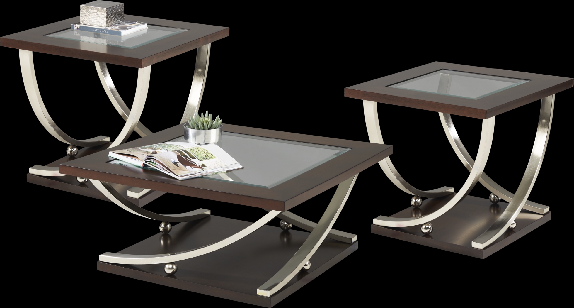 Kendare Brown Cherry 3 Pc Square Table Set - Thumbnail - Image 1