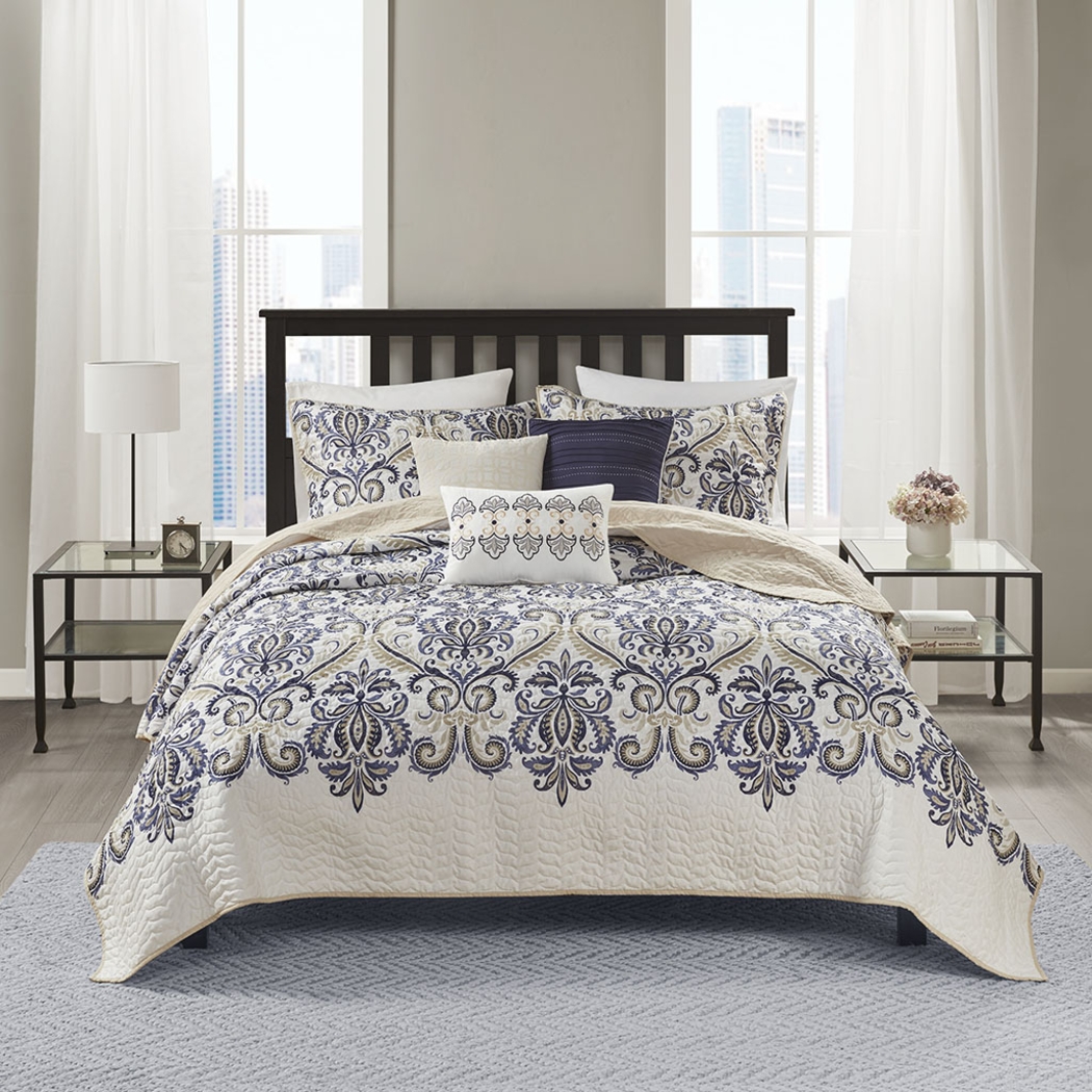 Kenison Blue 6 Pc Full/Queen Coverlet Set - Thumbnail - Image 2