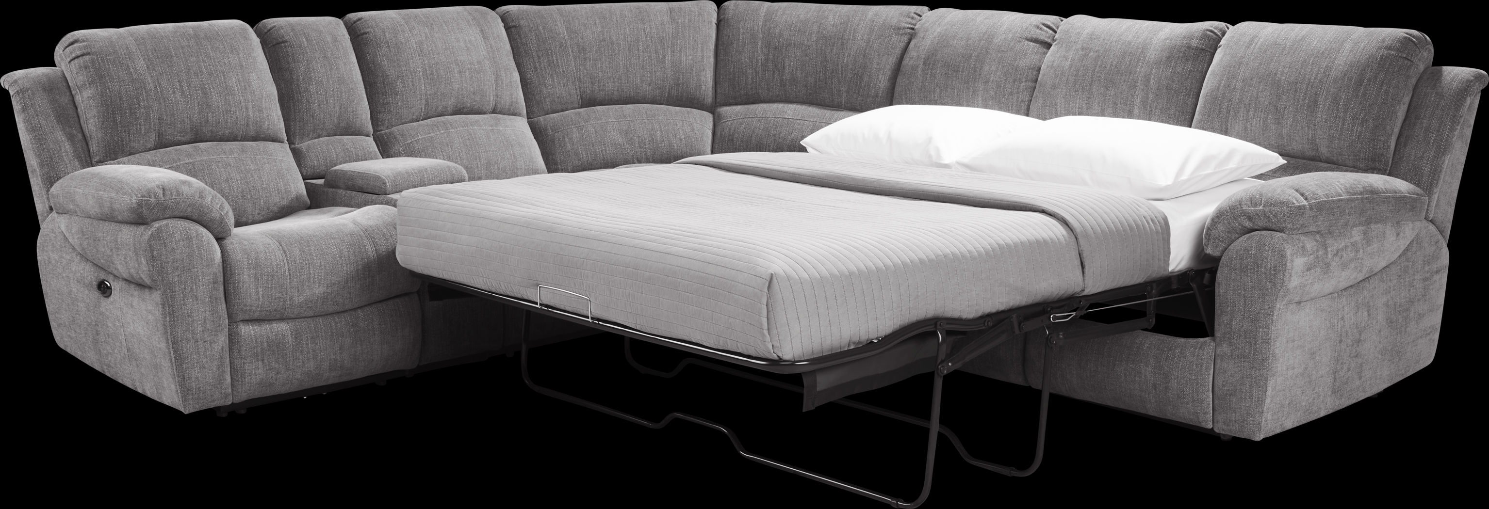 Kenmore Heights Charcoal 5 Pc Power Reclining Gel Foam Sleeper Sectional - Thumbnail - Image 1