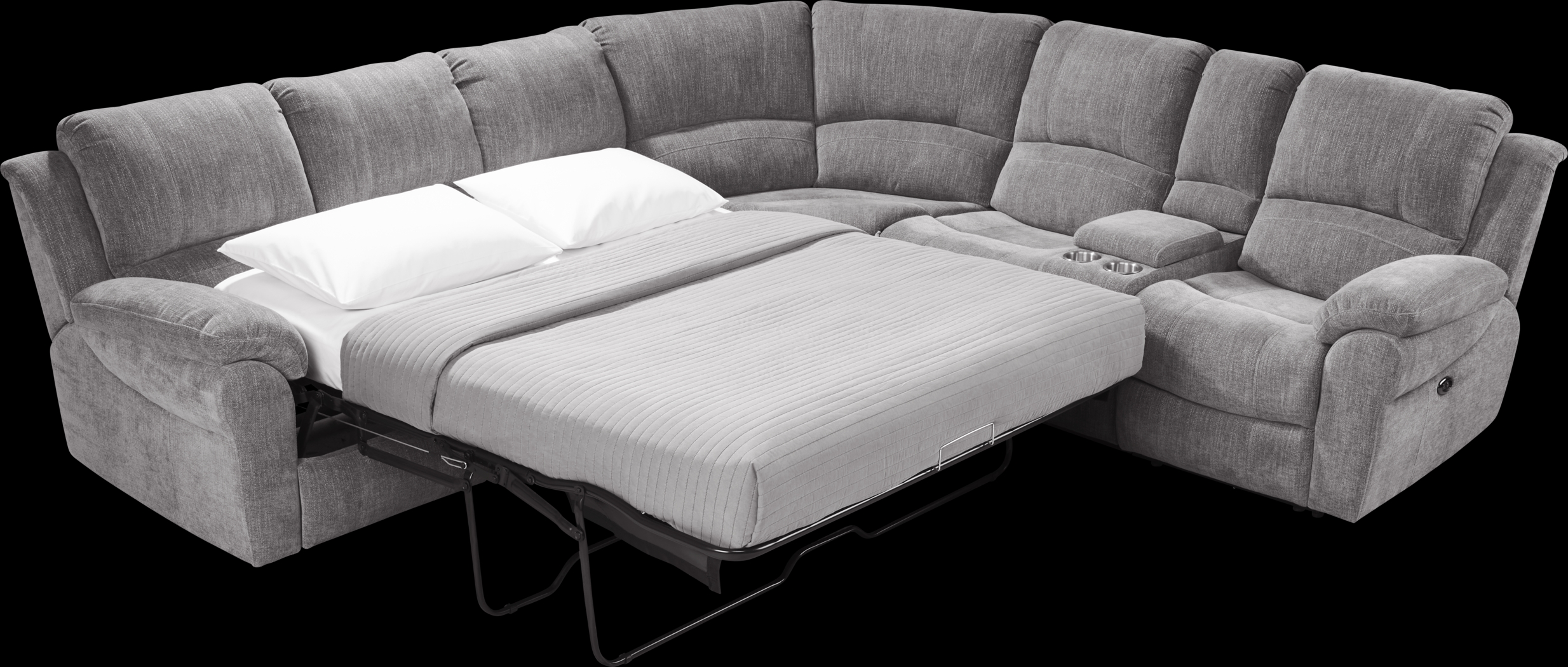 Kenmore Heights Charcoal 8 Pc Power Reclining Gel Foam Sleeper Sectional Living Room - Thumbnail - Image 3