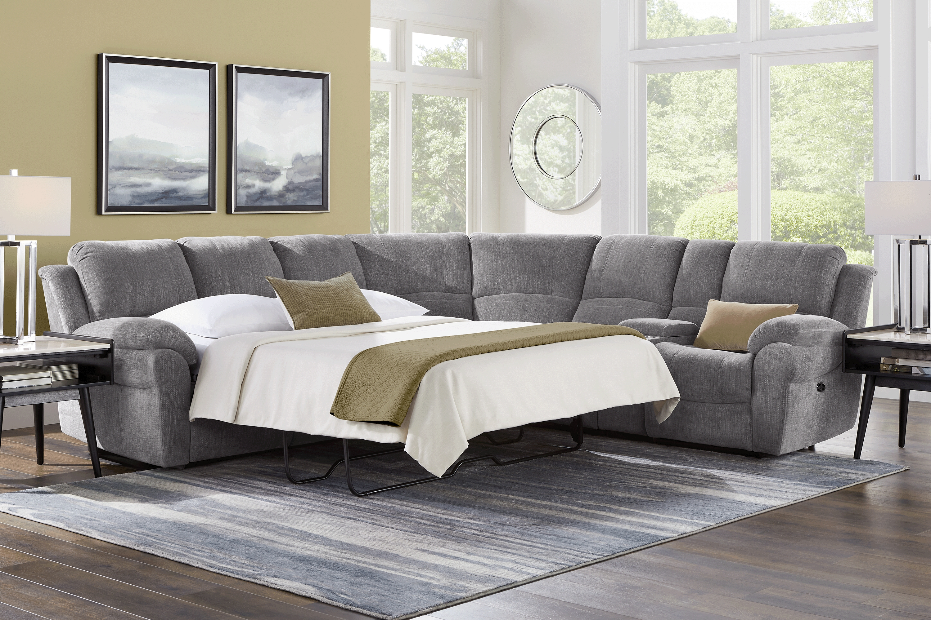 Kenmore Heights Charcoal 5 Pc Power Reclining Gel Foam Sleeper Sectional - Thumbnail - Image 2