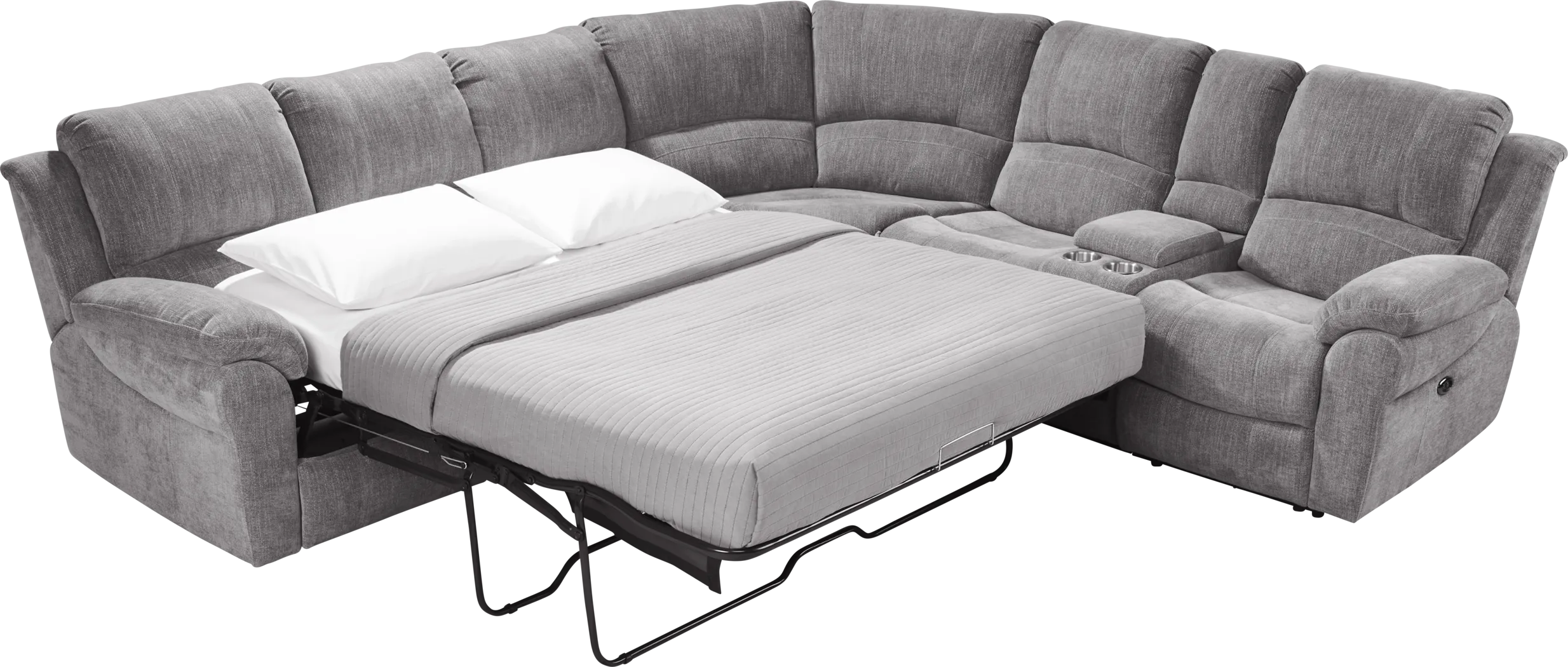 Kenmore Heights Charcoal 8 Pc Power Reclining Sleeper Sectional Living Room - Thumbnail - Image 5