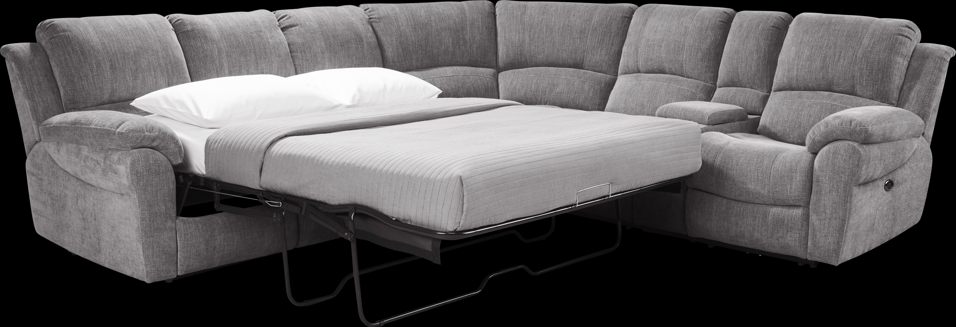 Kenmore Heights Charcoal 8 Pc Power Reclining Sleeper Sectional Living Room - Thumbnail - Image 2