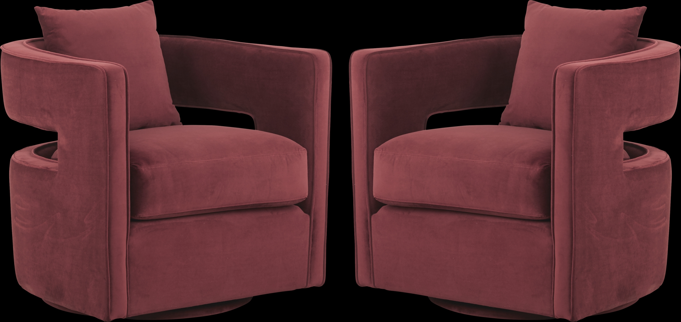 Kennedy Maroon Swivel Chair (Set of 2) - Thumbnail - Image 1