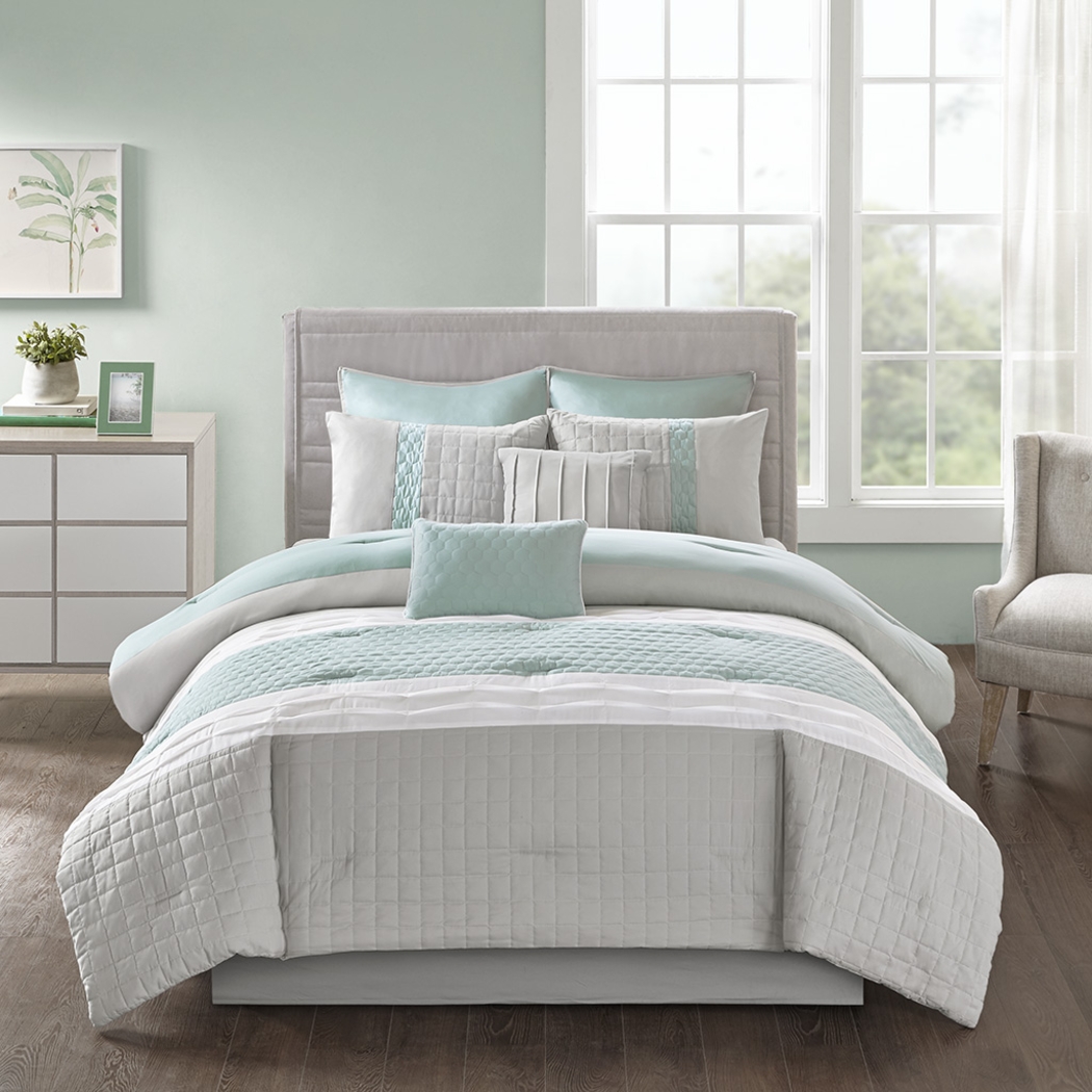 Kennuth Seafoam 8 Pc Queen Comforter Set - Thumbnail - Image 3