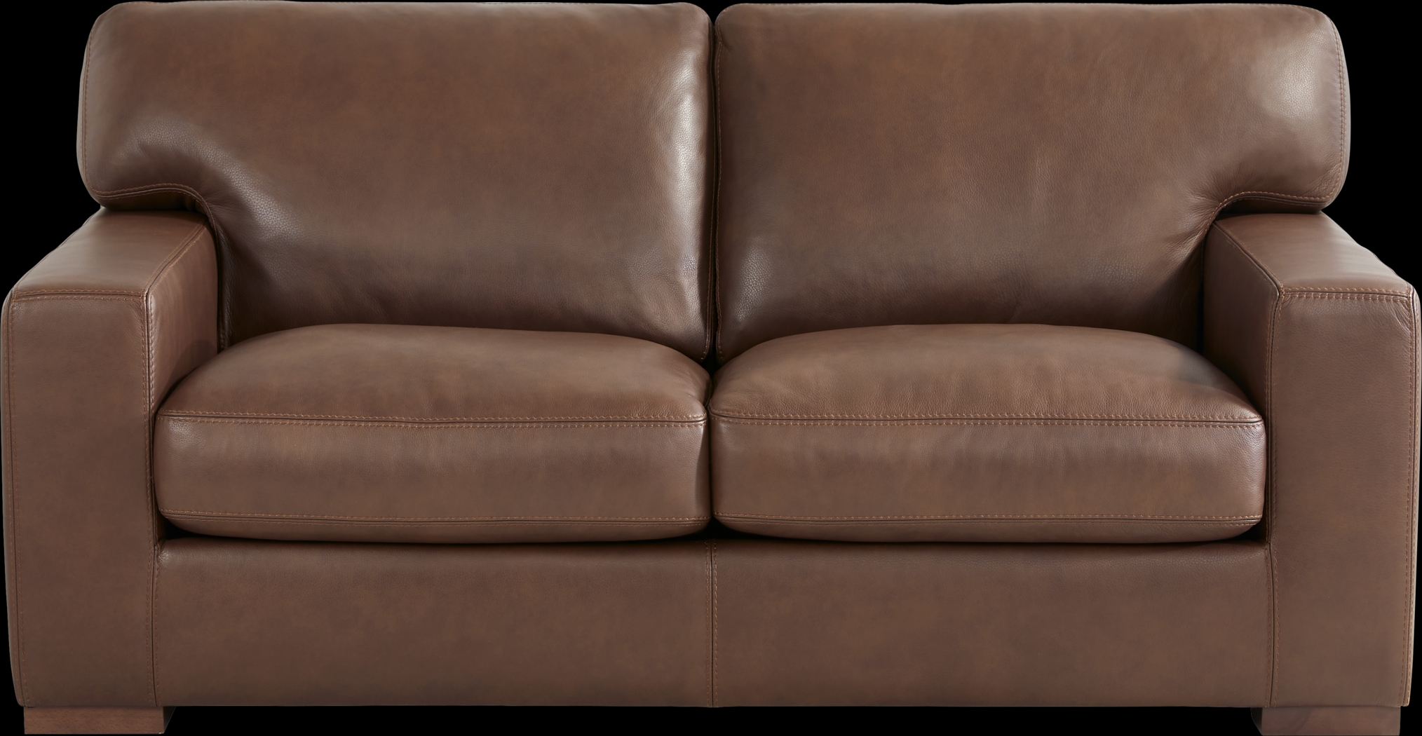 Kensington Coffee Leather Loveseat - Thumbnail - Image 1
