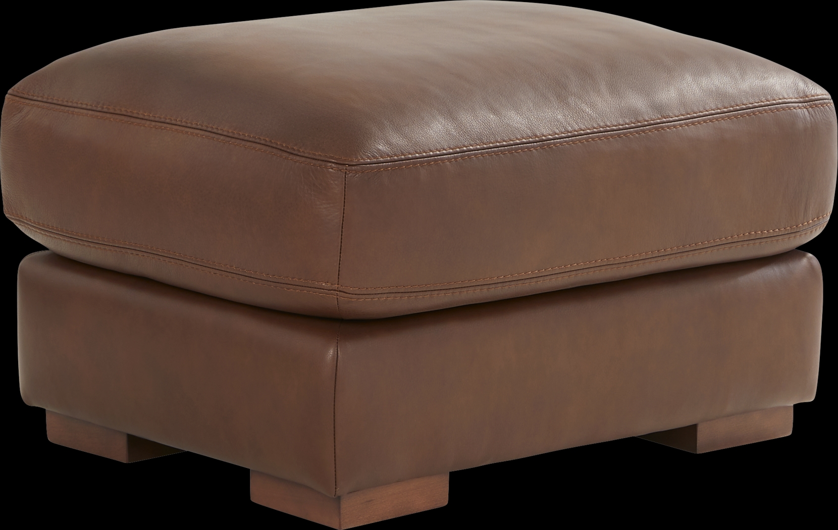 Kensington Coffee Leather Ottoman - Thumbnail - Image 1