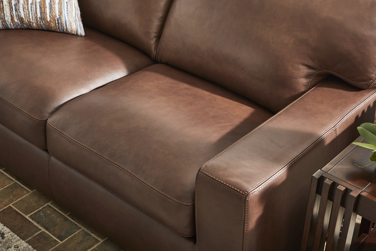 Kensington Coffee Leather Sleeper Sofa - Thumbnail - Image 4