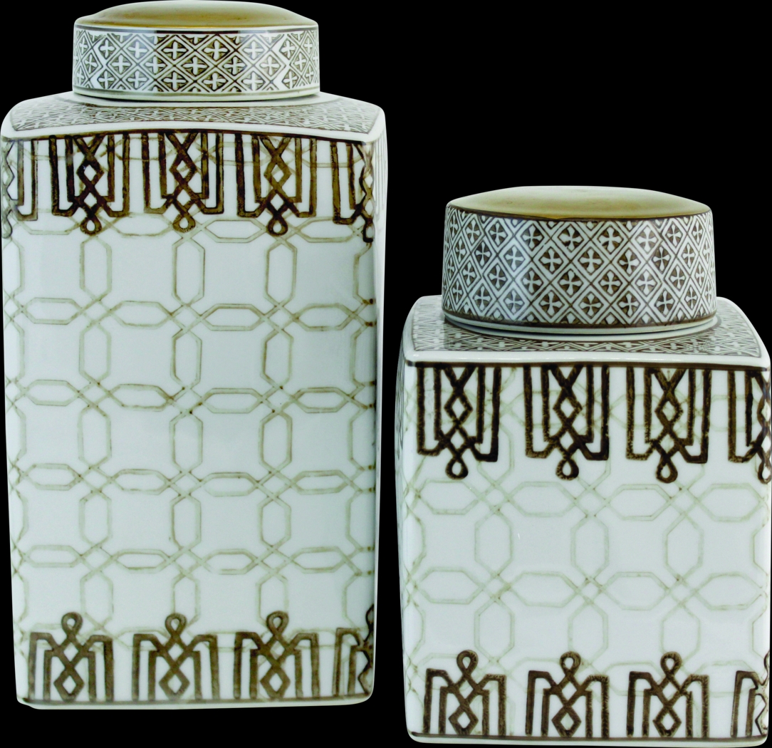 Kenza White Jar, Set of 2 - Thumbnail - Image 1