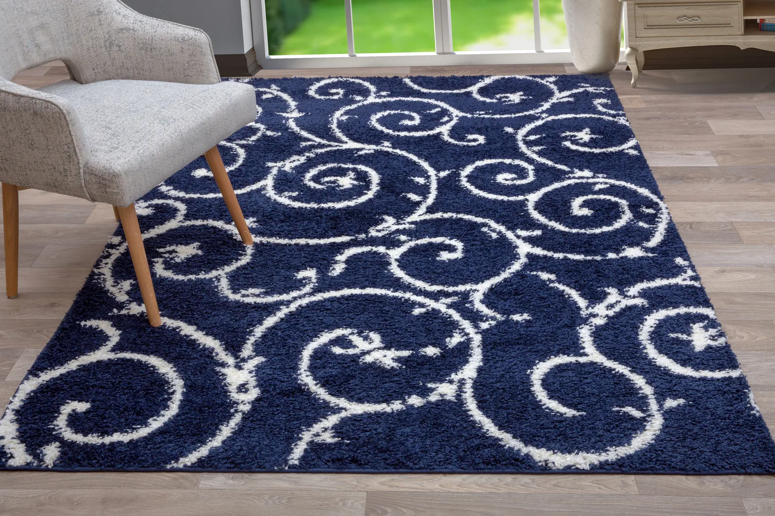 Kerli Navy 5'3 x 7'3 Rug - Thumbnail - Image 4