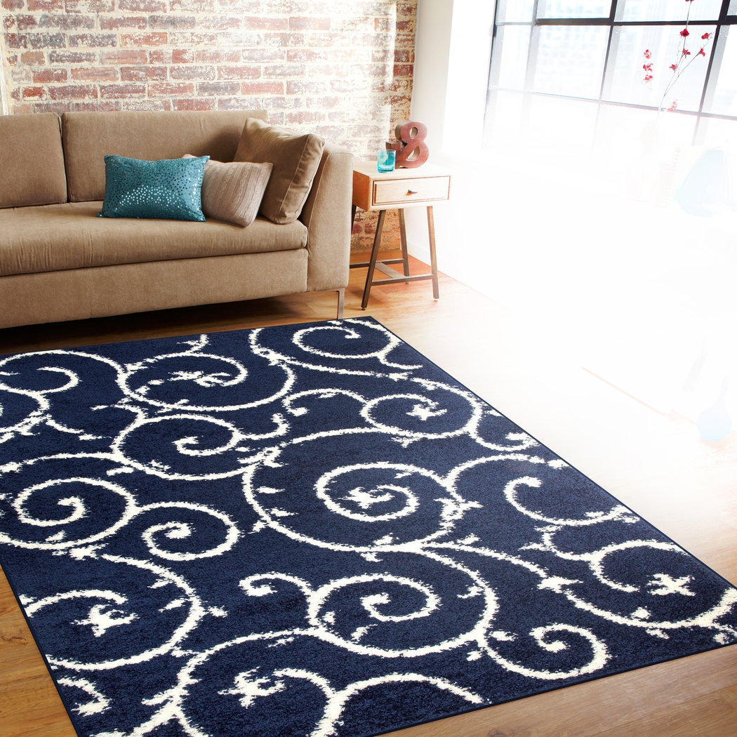 Kerli Navy 7'10 x 10' Rug - Thumbnail - Image 4