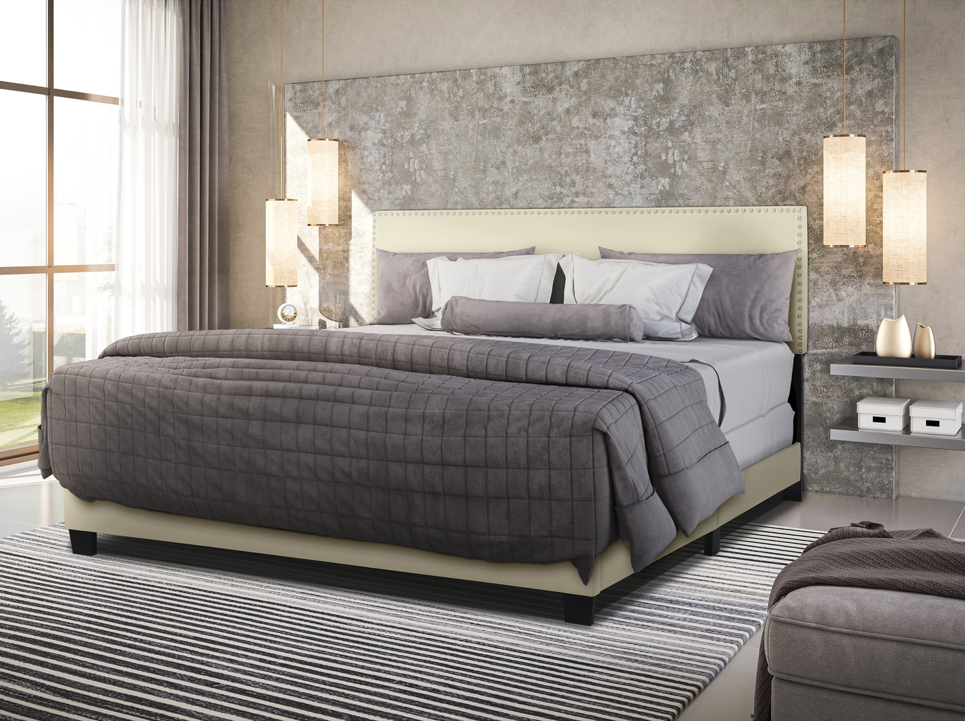 Kernite Beige Queen Bed - Thumbnail - Image 10