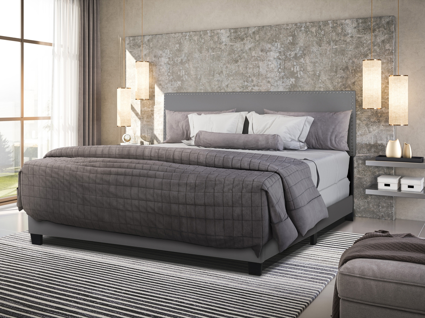 Kernite Dark Gray King Bed - Thumbnail - Image 10