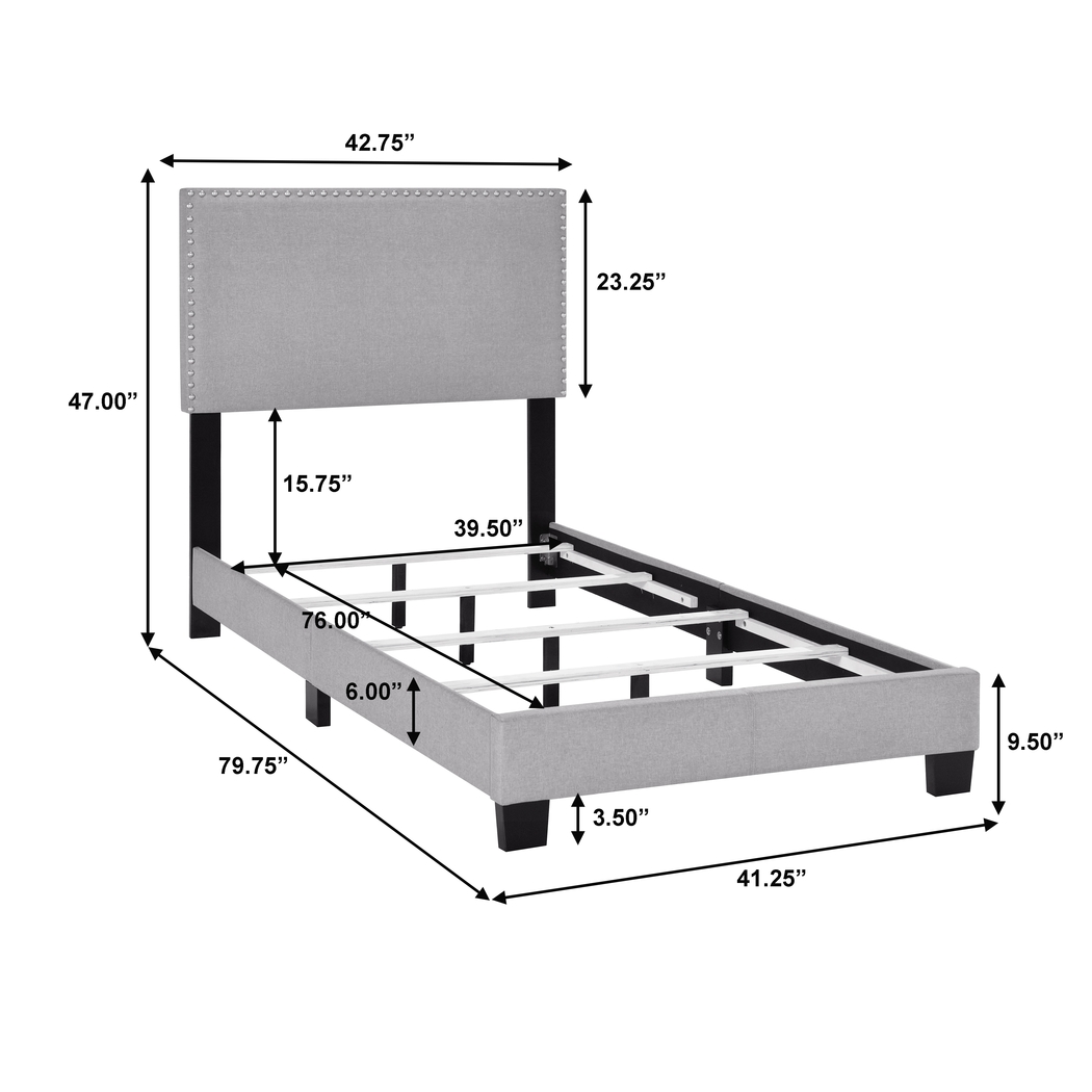 Kernite Dark Gray Twin Bed - Thumbnail - Image 9